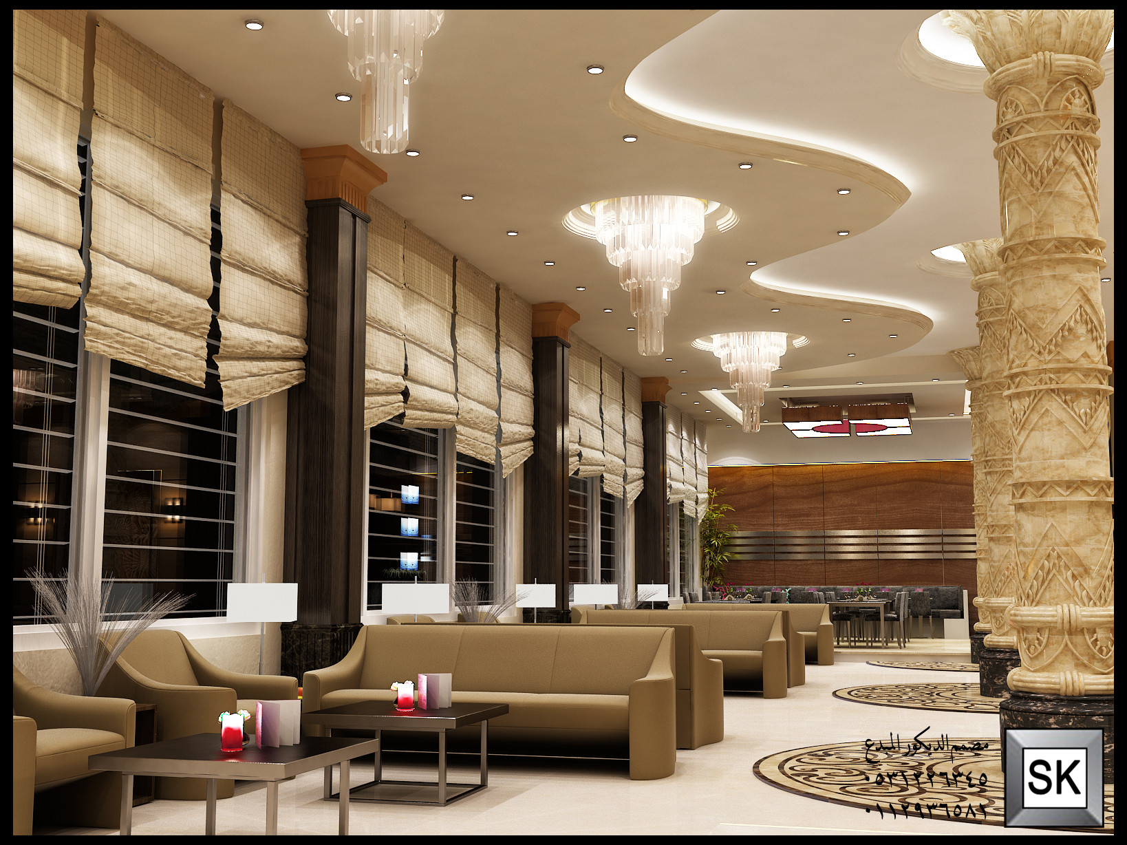 تصميم و تنفيذ لوبي إستقبال و كوفي شوب فاخر في الرياض