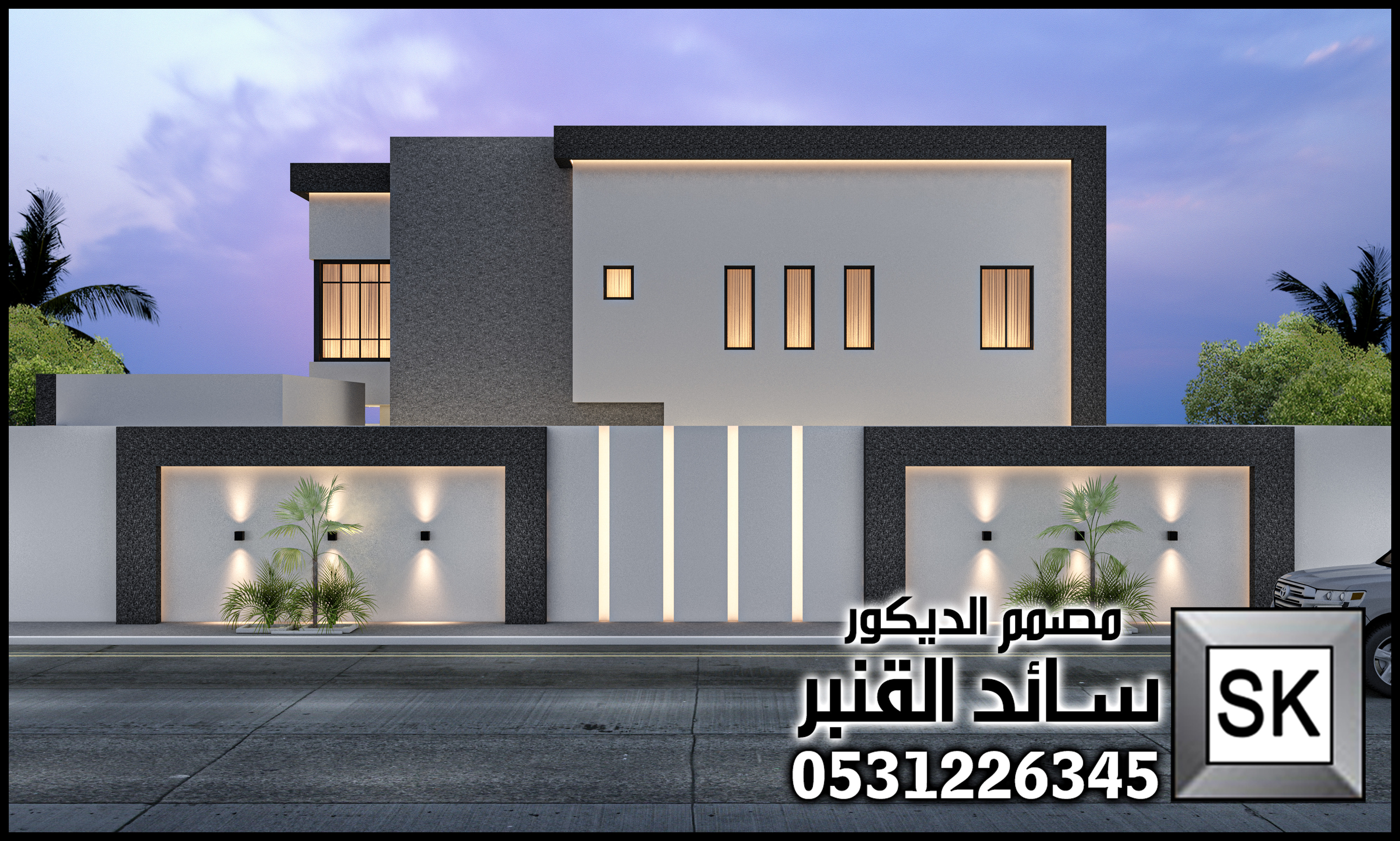 تصميم و تشطيب واجهة فيلا فخمة في الرياض