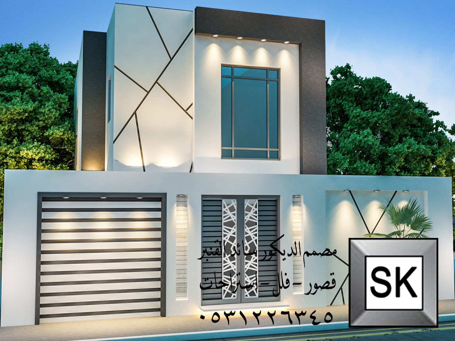 تصميم و تشطيب واجهة فيلا فخمة في الرياض