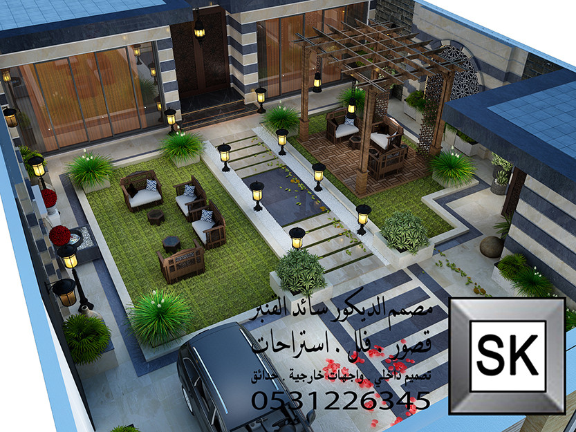 تصميم و تنفيذ لاندسكيب إستراحة على النمط الدمشقي في الرياض