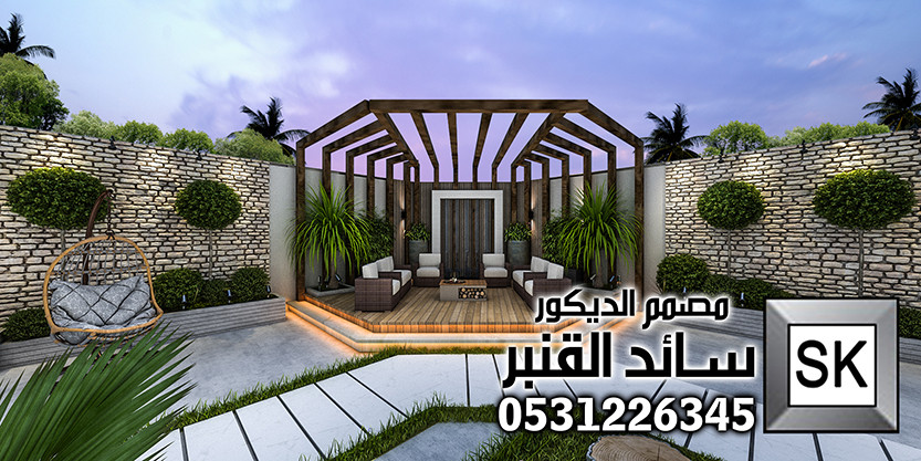 تصميم و تنفيذ لاندسكيب منزلي فاخر في الرياض