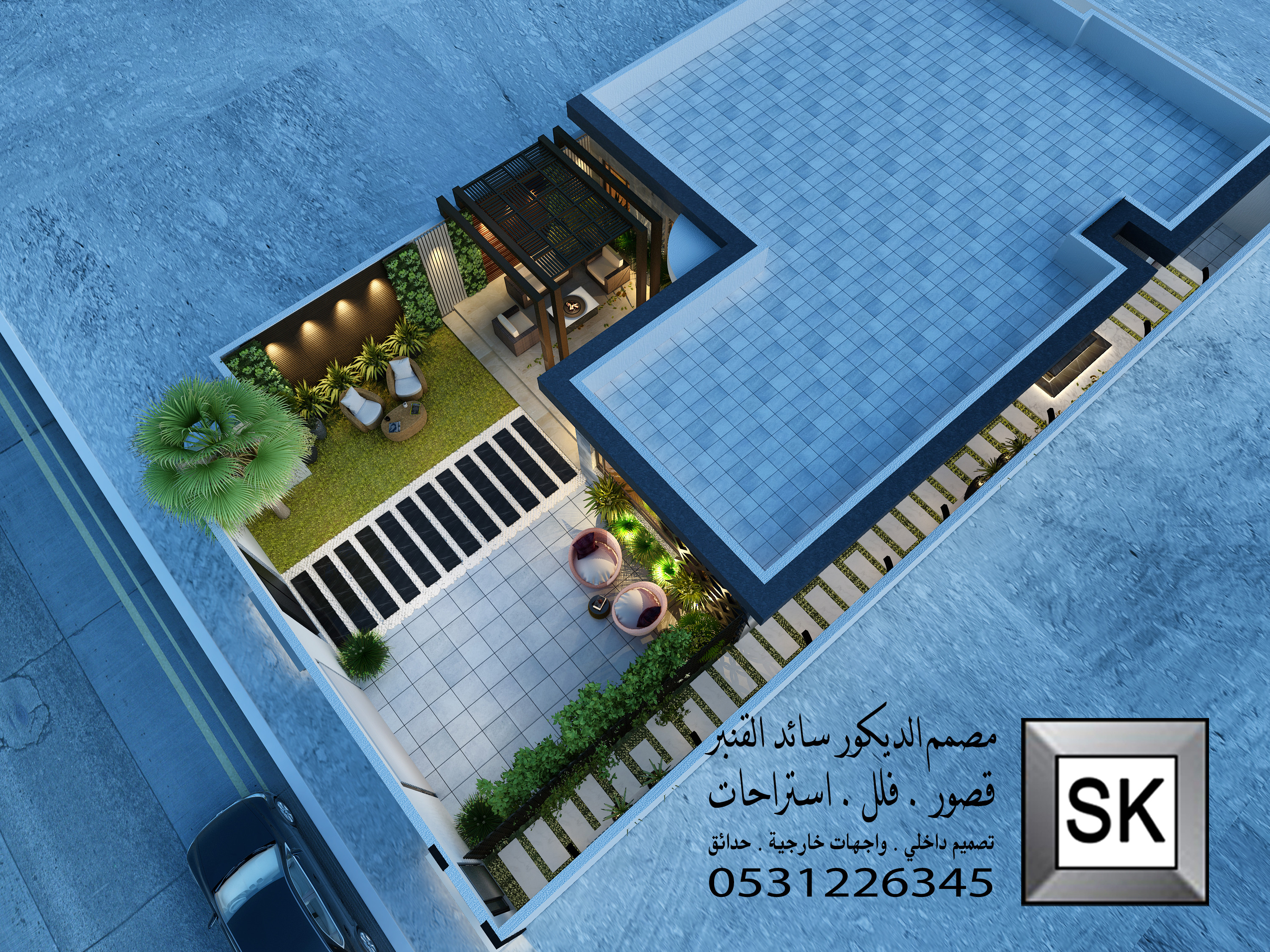 تصميم و تنفيذ لاندسكيب إستراحة فخمة في الدمام