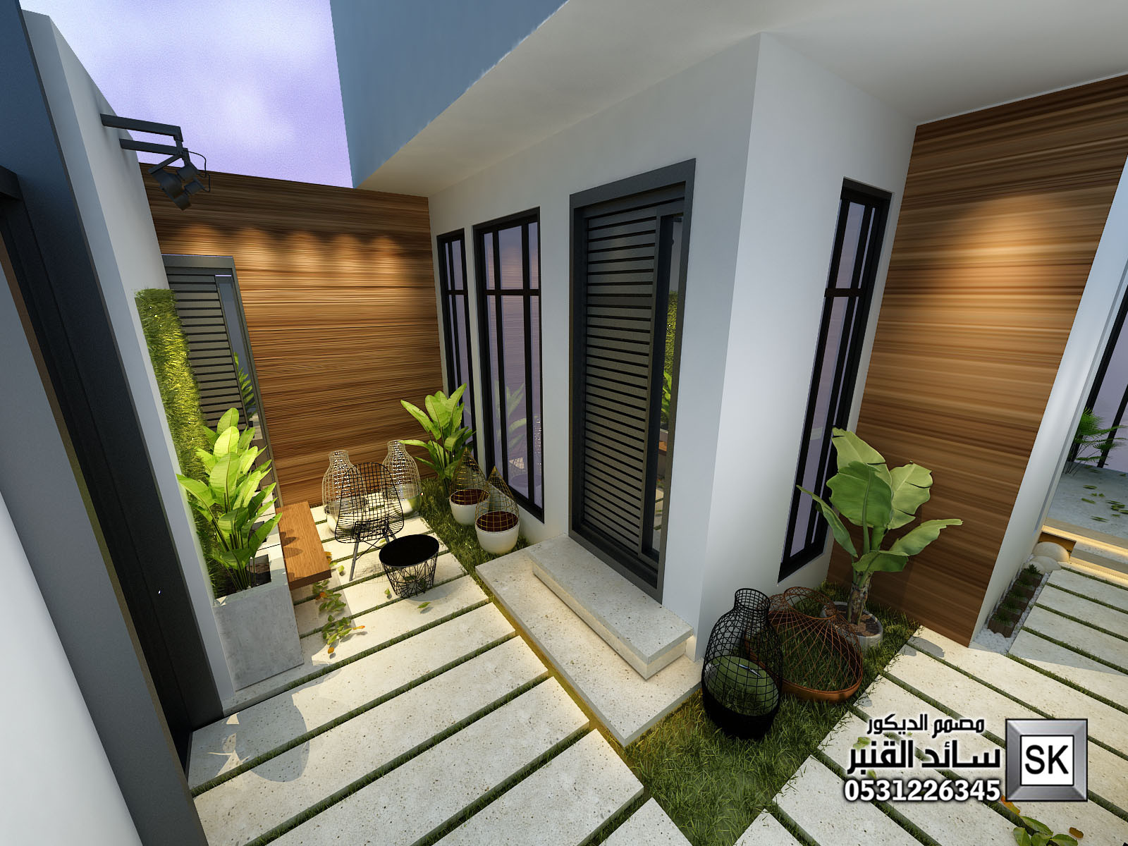 تصميم و تشطيب لاندسكيب منزلي فاخر في الرياض