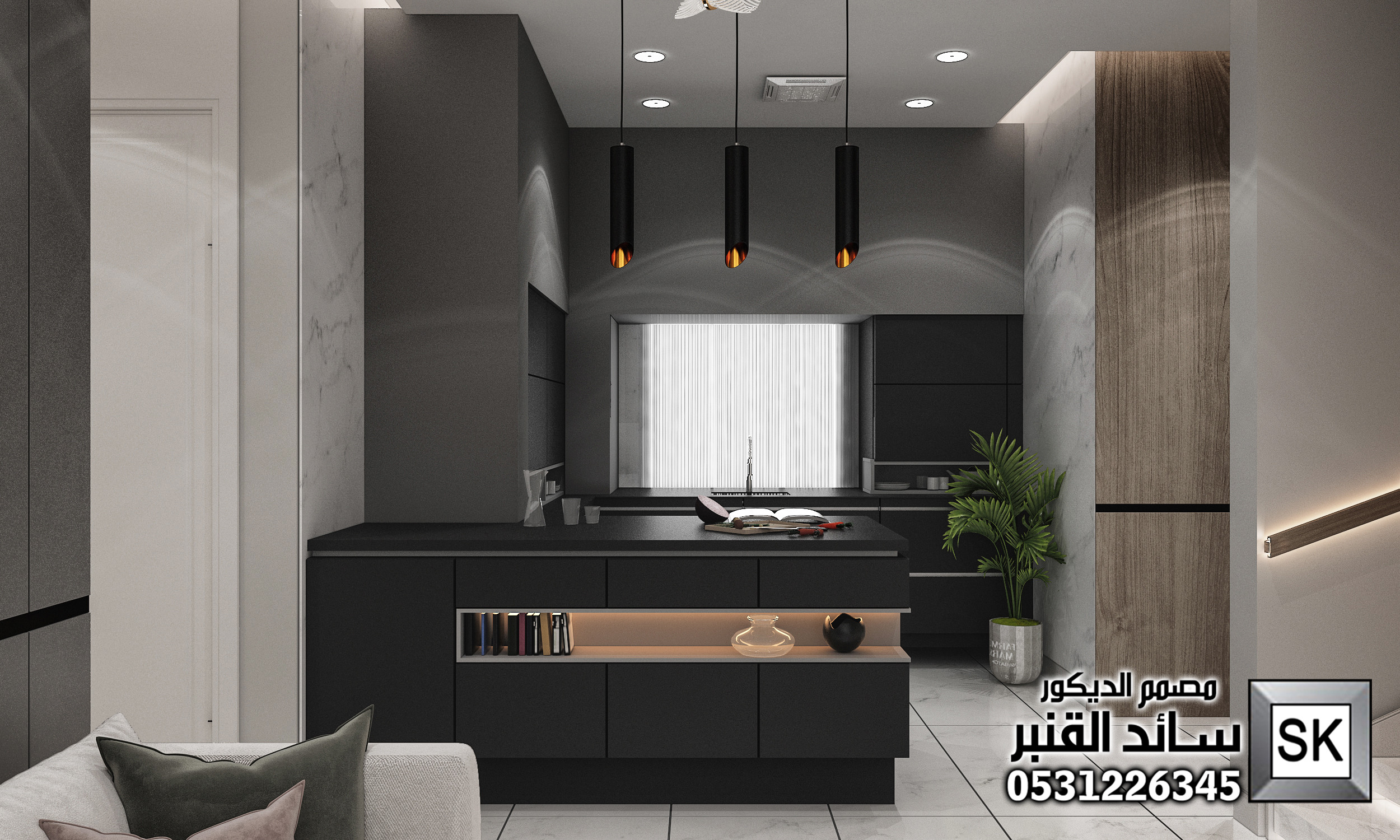 تصميم و تنفيذ صالة معيشة فخمة في الرياض