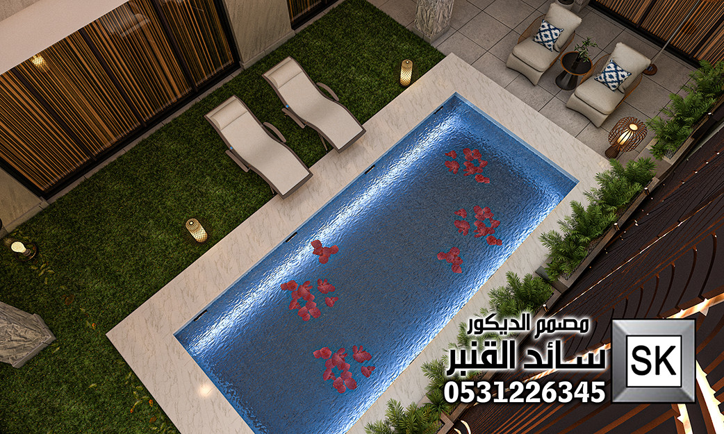 تصميم و تشطيب لاندسكيب منزلي فاخر في حي الملقا بالرياض