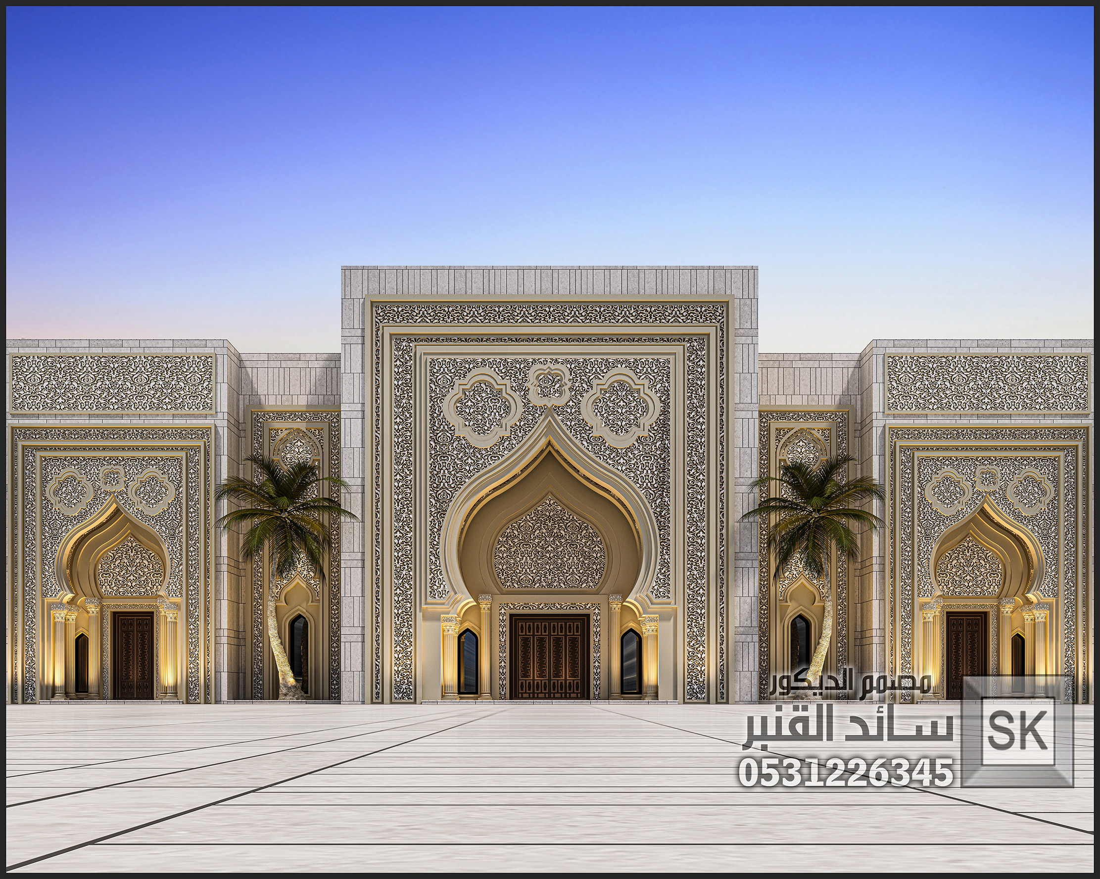 تصميم واجهة أندلسية إسلامية فخمة في الرياض