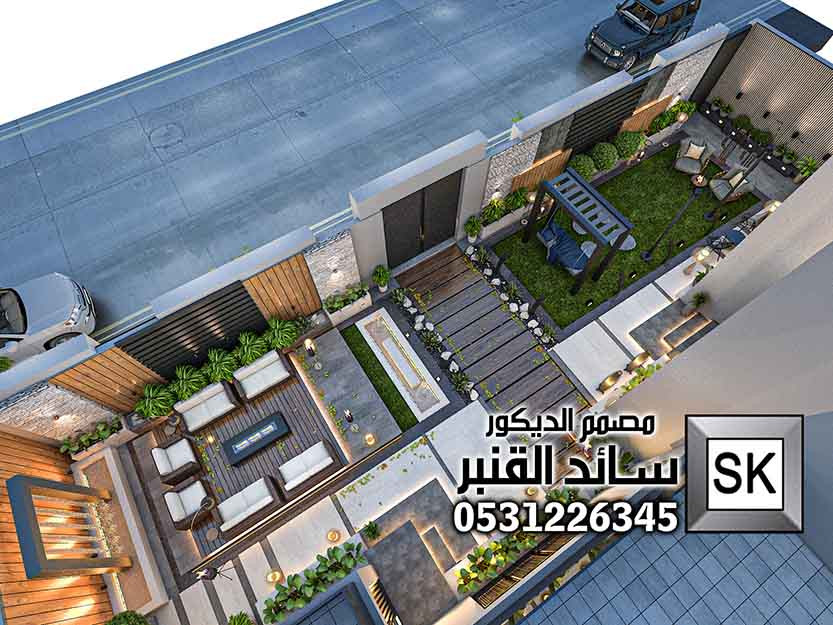 تشطيب و اجهة و حديقة فيلا فخمة في حي حطين بالرياض