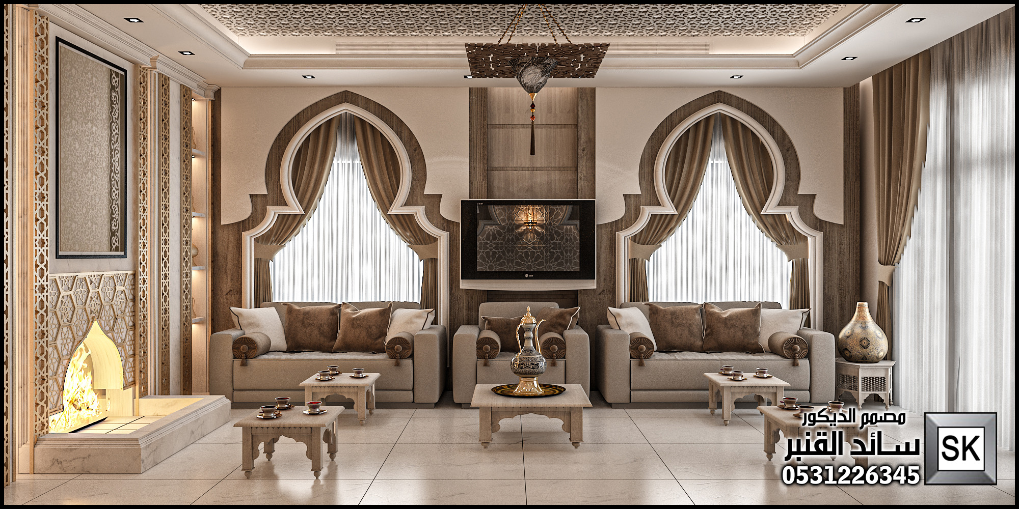 تصميم و تنفيذ ديكور مجالس مغربية و أندلسية إسلامية فخمة في الرياض