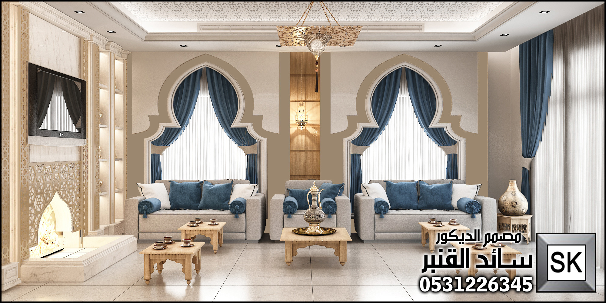 تصميم و تنفيذ ديكور مجالس مغربية و أندلسية إسلامية فخمة في الرياض