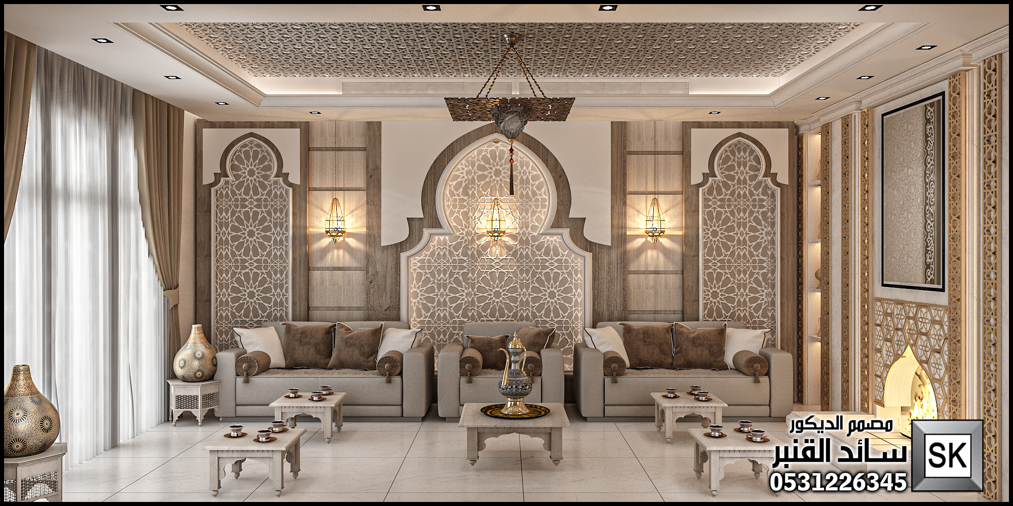 تصميم و تنفيذ ديكور مجالس مغربية و أندلسية إسلامية فخمة في الرياض