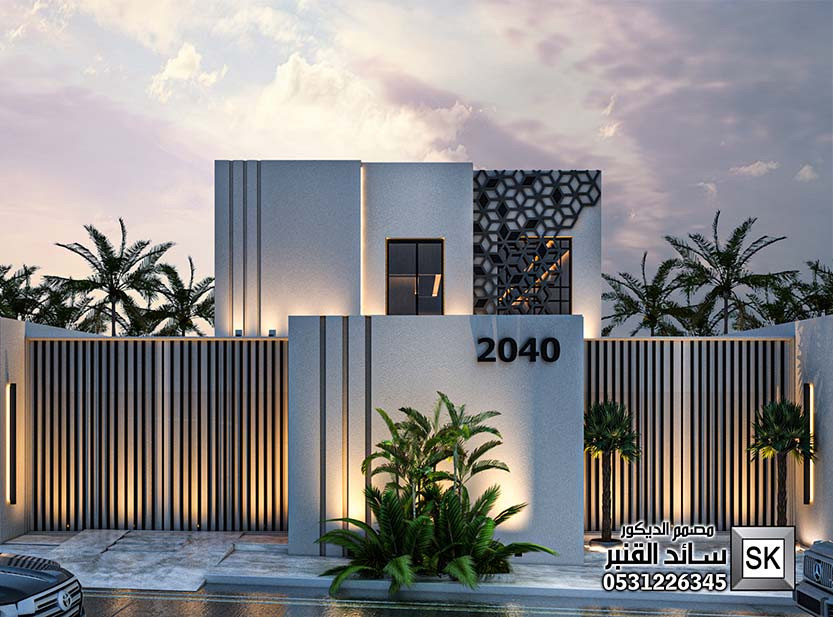 تصميم و تنفيذ واجهة فيلا خارجية فخمة في الرياض