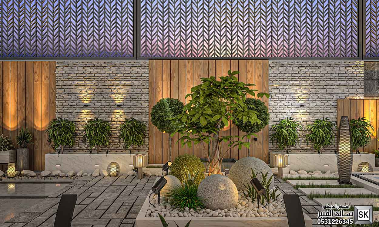 تصميم و تنفيذ لاندسكيب منزلي فاخر في الرياض