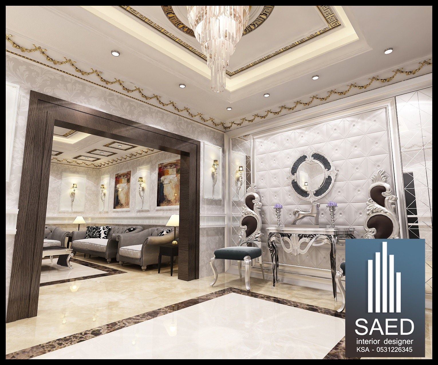 تصميم و تنفيذ ديكور داخلي كلاسيك فاخر في الرياض