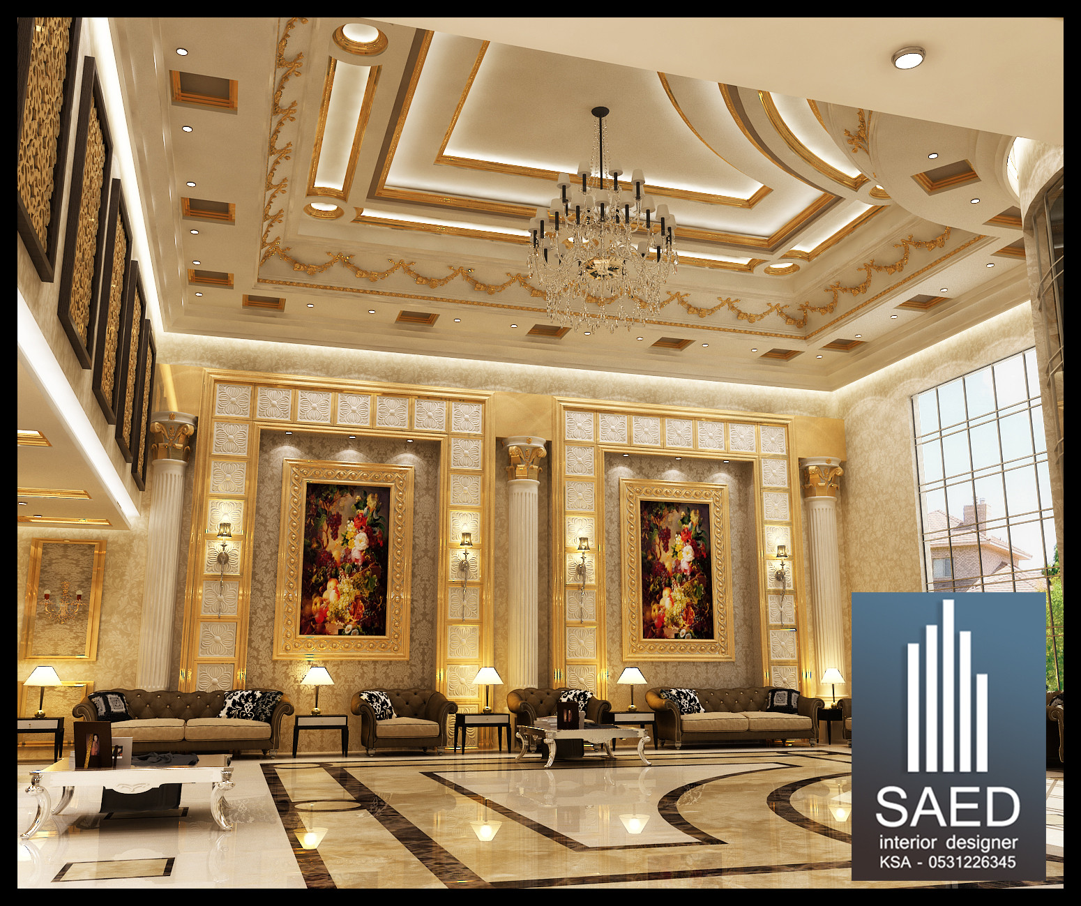 تصميم و تنفيذ ديكور داخلي كلاسيك فاخر في الرياض