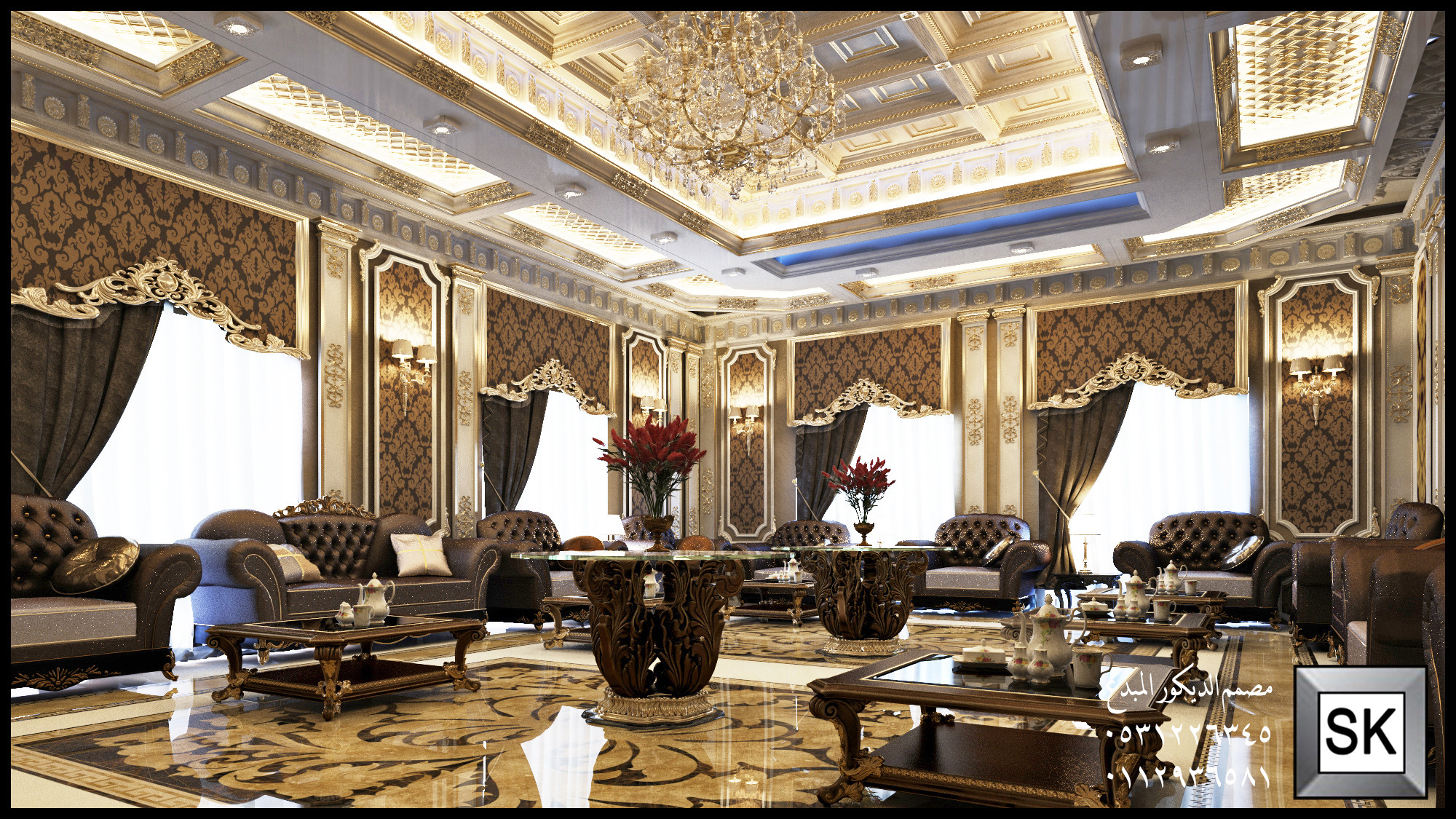 تصميم و تنفيذ ديكور داخلي كلاسيك فاخر في الرياض