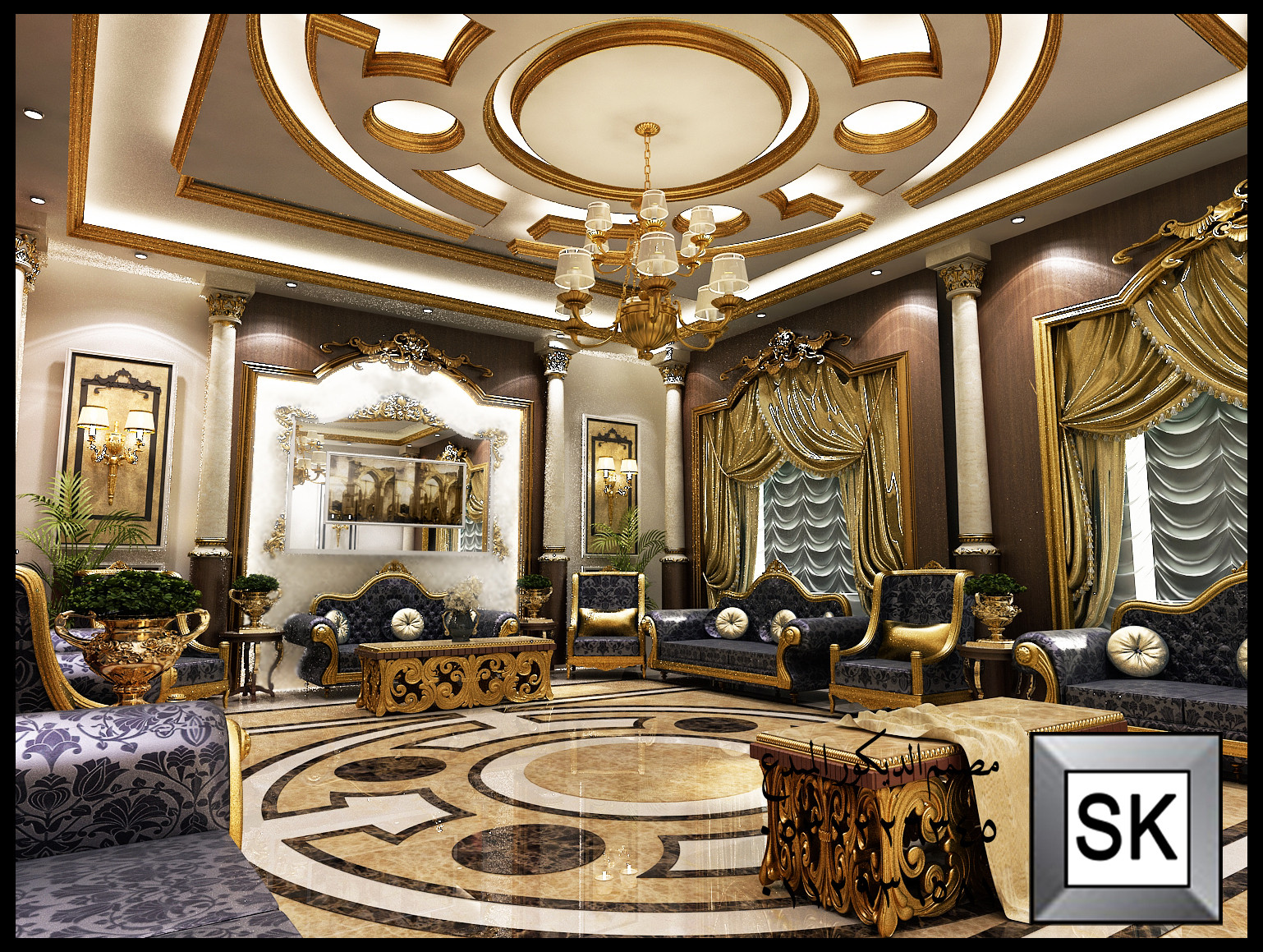 تصميم و تنفيذ ديكور داخلي كلاسيك فاخر في الرياض