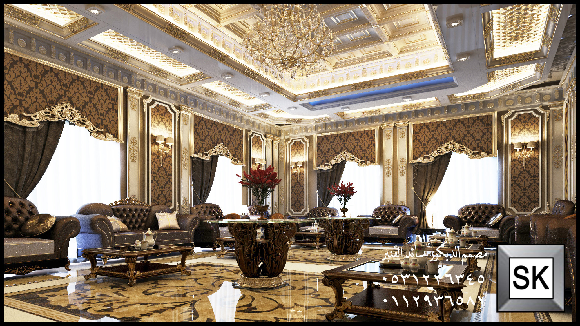 تصميم و تنفيذ ديكور داخلي كلاسيك فاخر في الرياض
