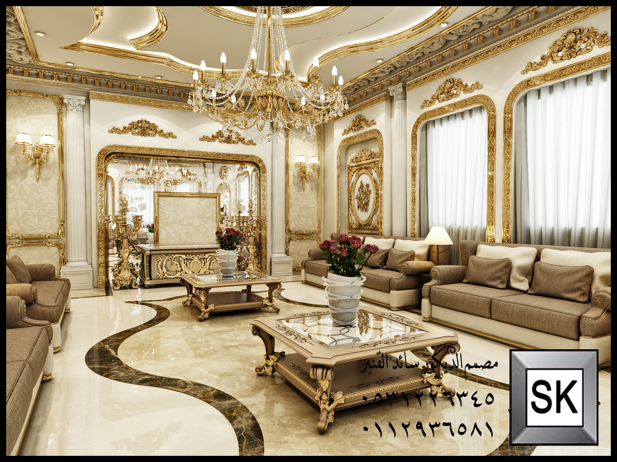 تصميم و تنفيذ ديكور داخلي كلاسيك فاخر في الرياض