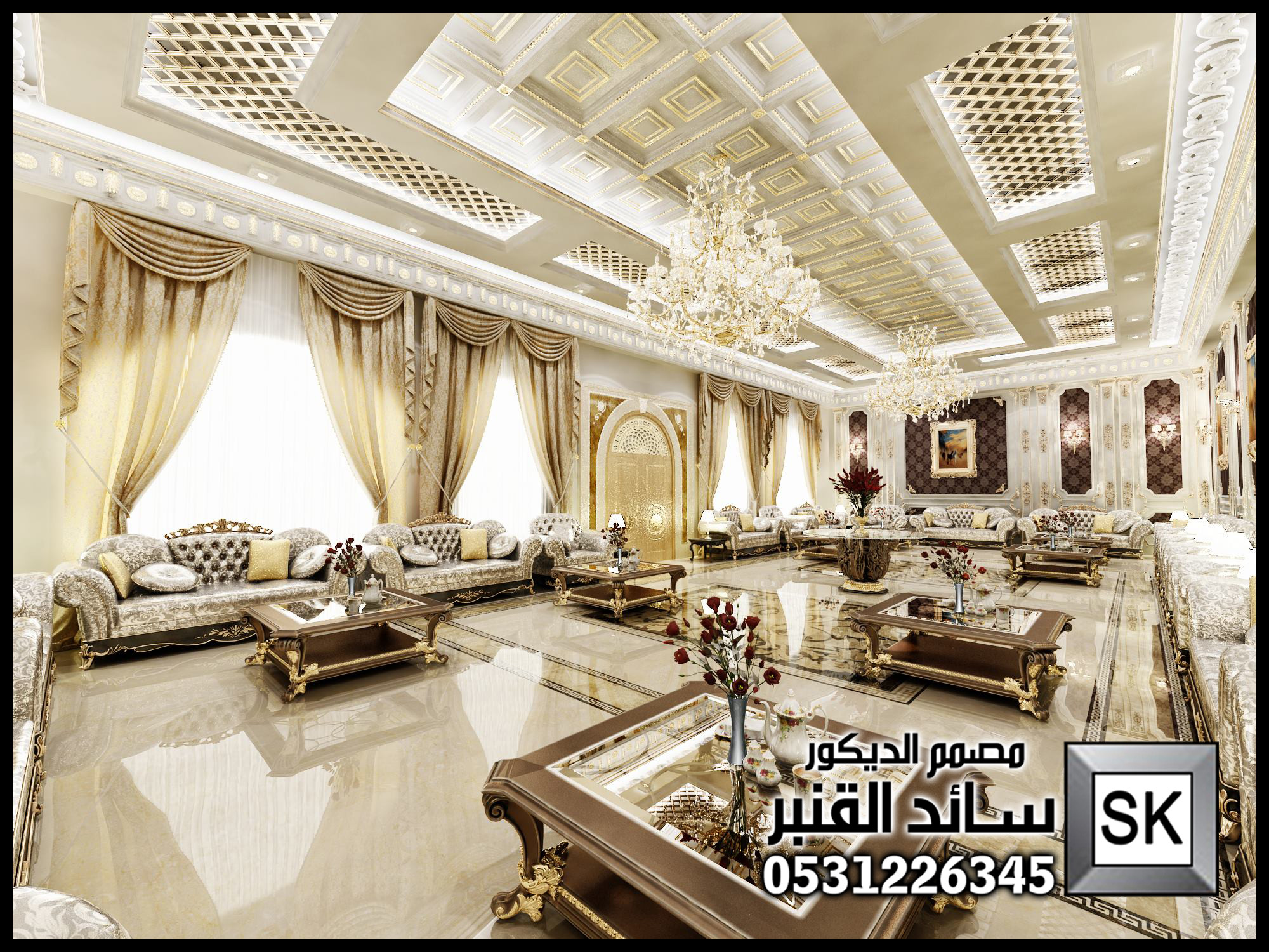 تصميم و تنفيذ ديكور داخلي كلاسيك فاخر في الرياض