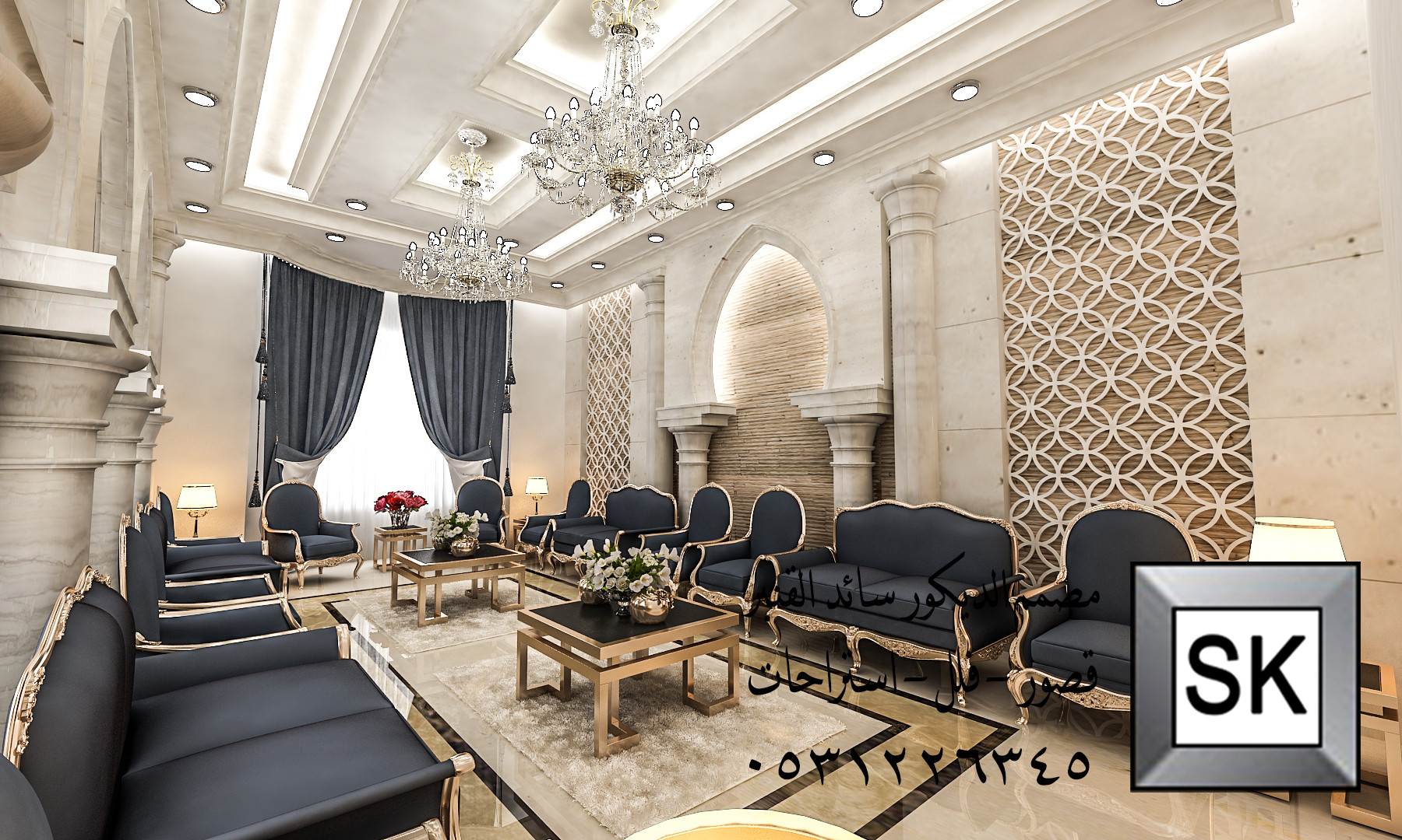 تصميم و تنفيذ ديكور داخلي كلاسيك فاخر في جدة