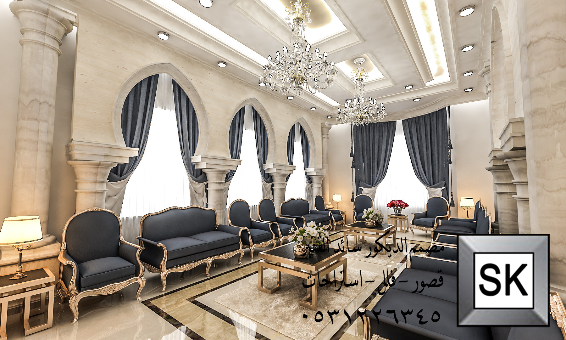 تصميم و تنفيذ ديكور داخلي كلاسيك فاخر في جدة