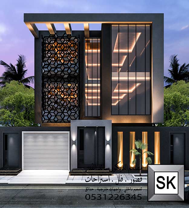 تصميم و تشطيب واجهة فيلا خارجية فخمة في الرياض