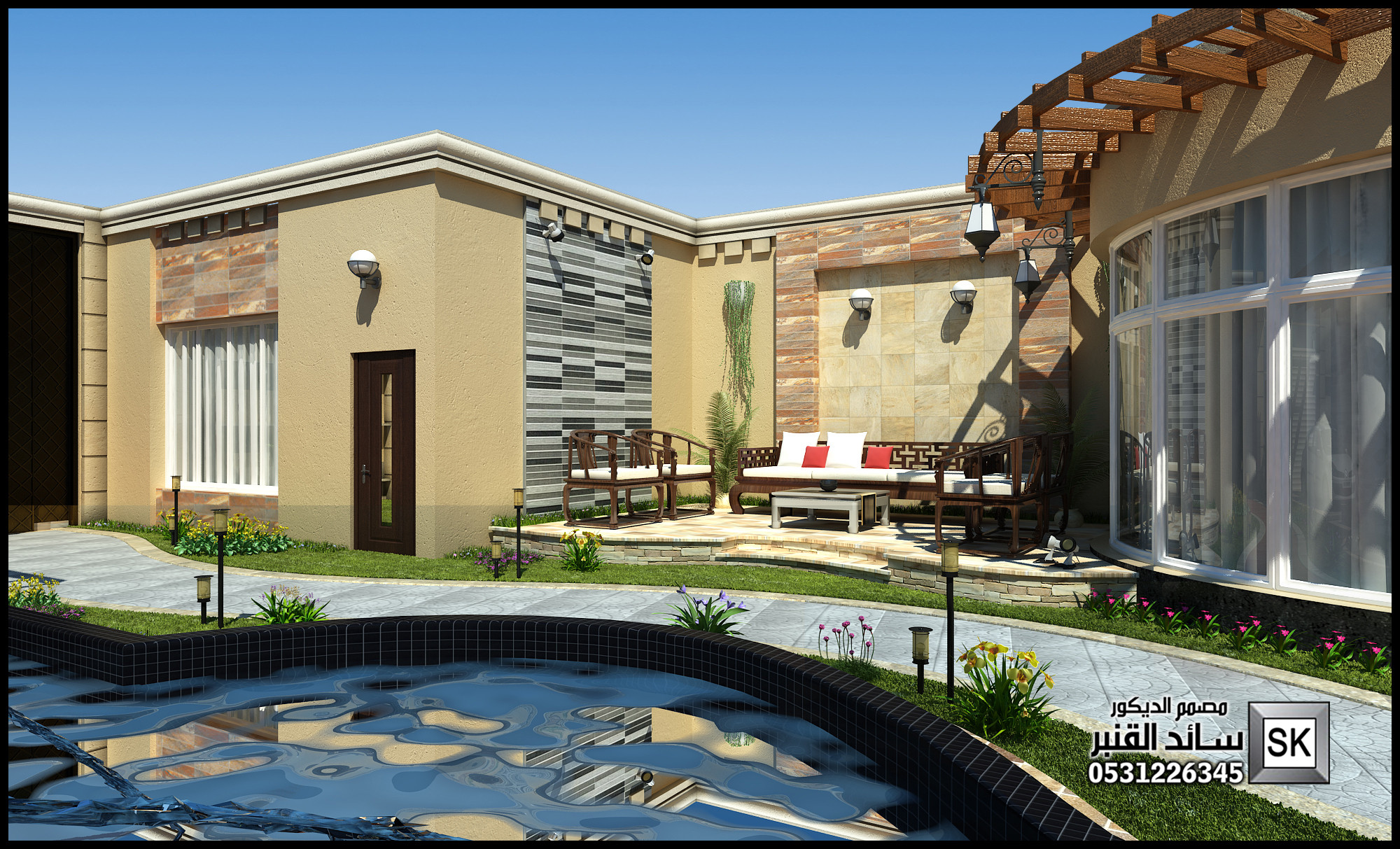 تصميم و تشطيب إستراحات و شاليهات فخمة في الرمال بالرياض