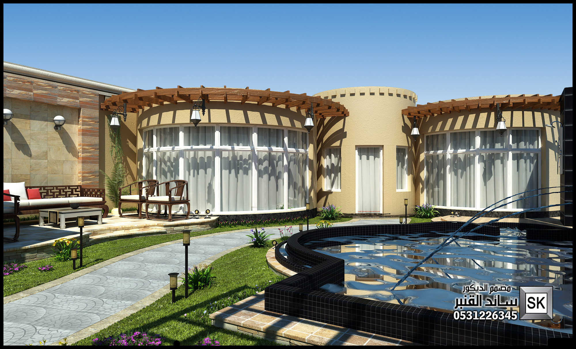 تصميم و تشطيب إستراحات و شاليهات فخمة في الرمال بالرياض