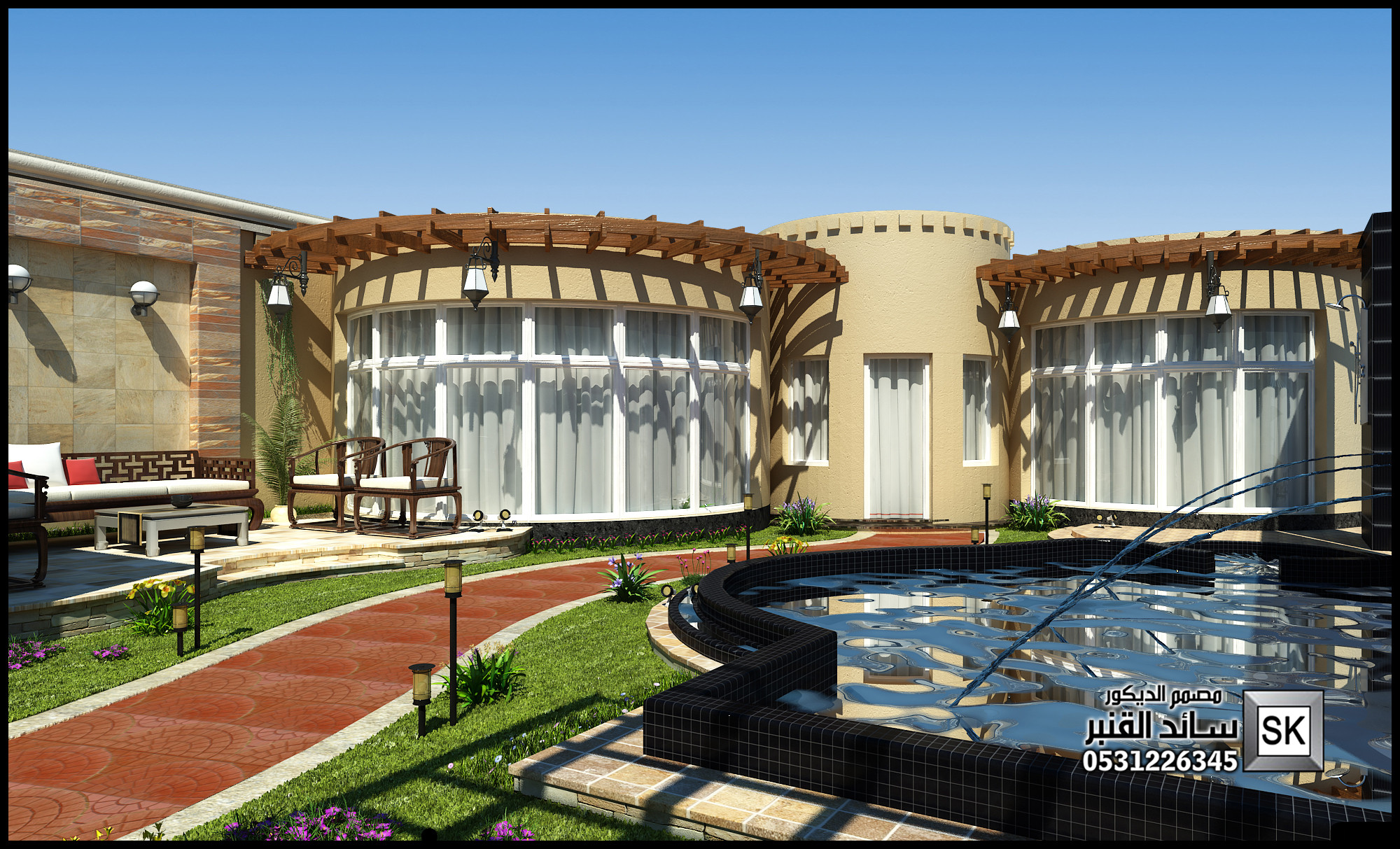 تصميم و تشطيب إستراحات و شاليهات فخمة في الرمال بالرياض