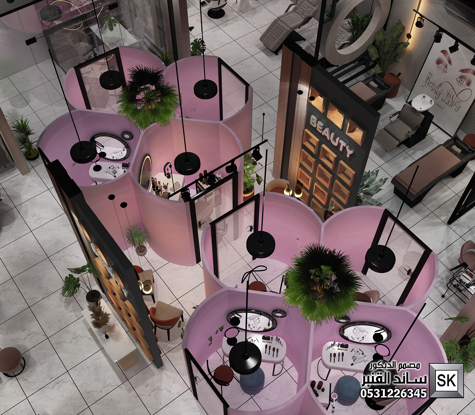 تصميم و تنفيذ مشغل نسائي و سبا و حمام مغربي في الرياض شامل تصميم مجاني