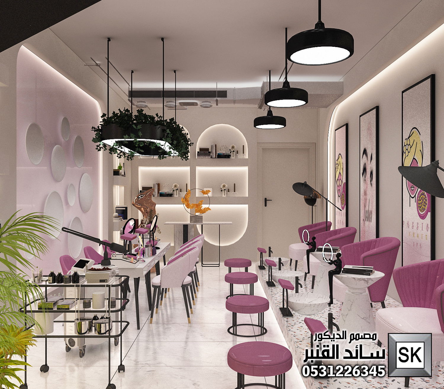 تصميم و ترميم صالون تجميل و سبا و مكياج فاخر في الرياض