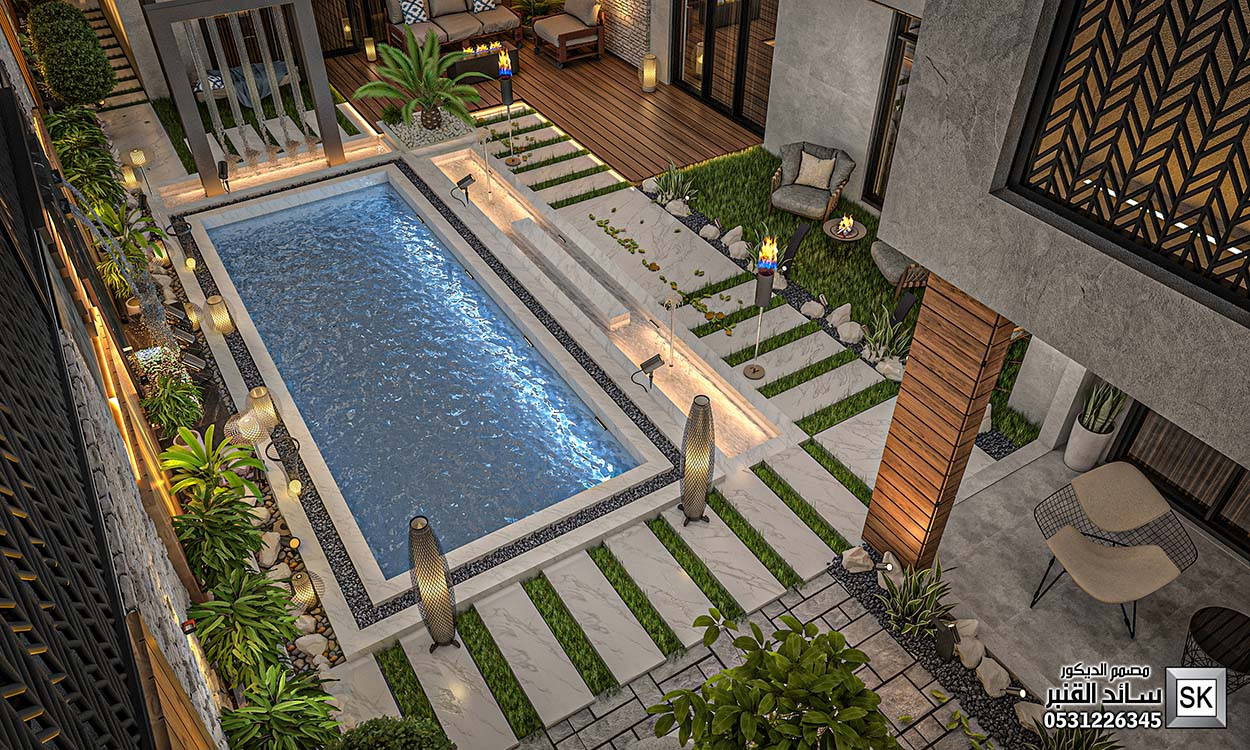تصميم و تنفيذ لاندسكيب منزلي فاخر في السعودية