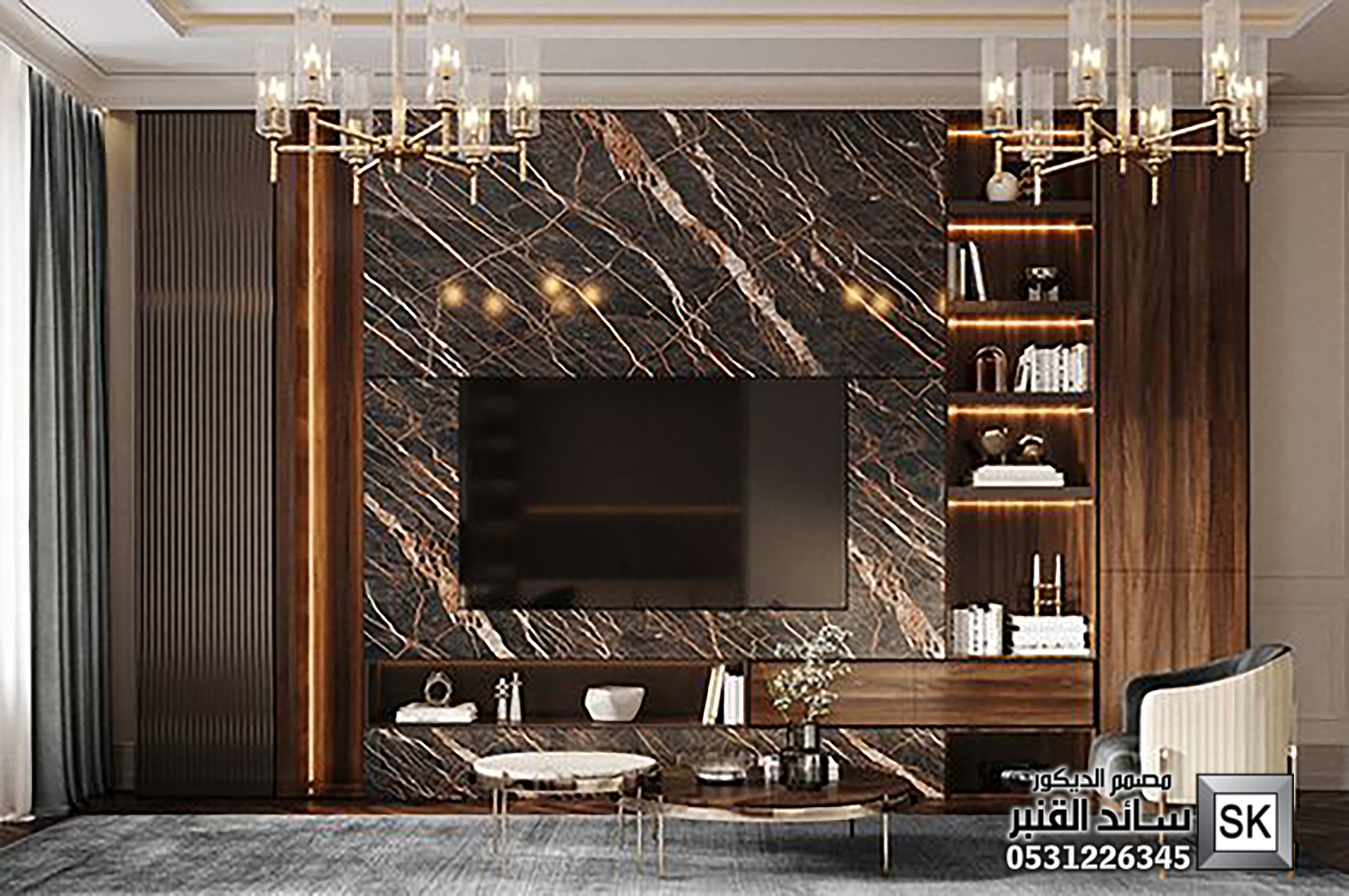 تصميم و تنفيذ جدران تلفاز مجالس و صالات و غرف نوم  فخمة في الرياض