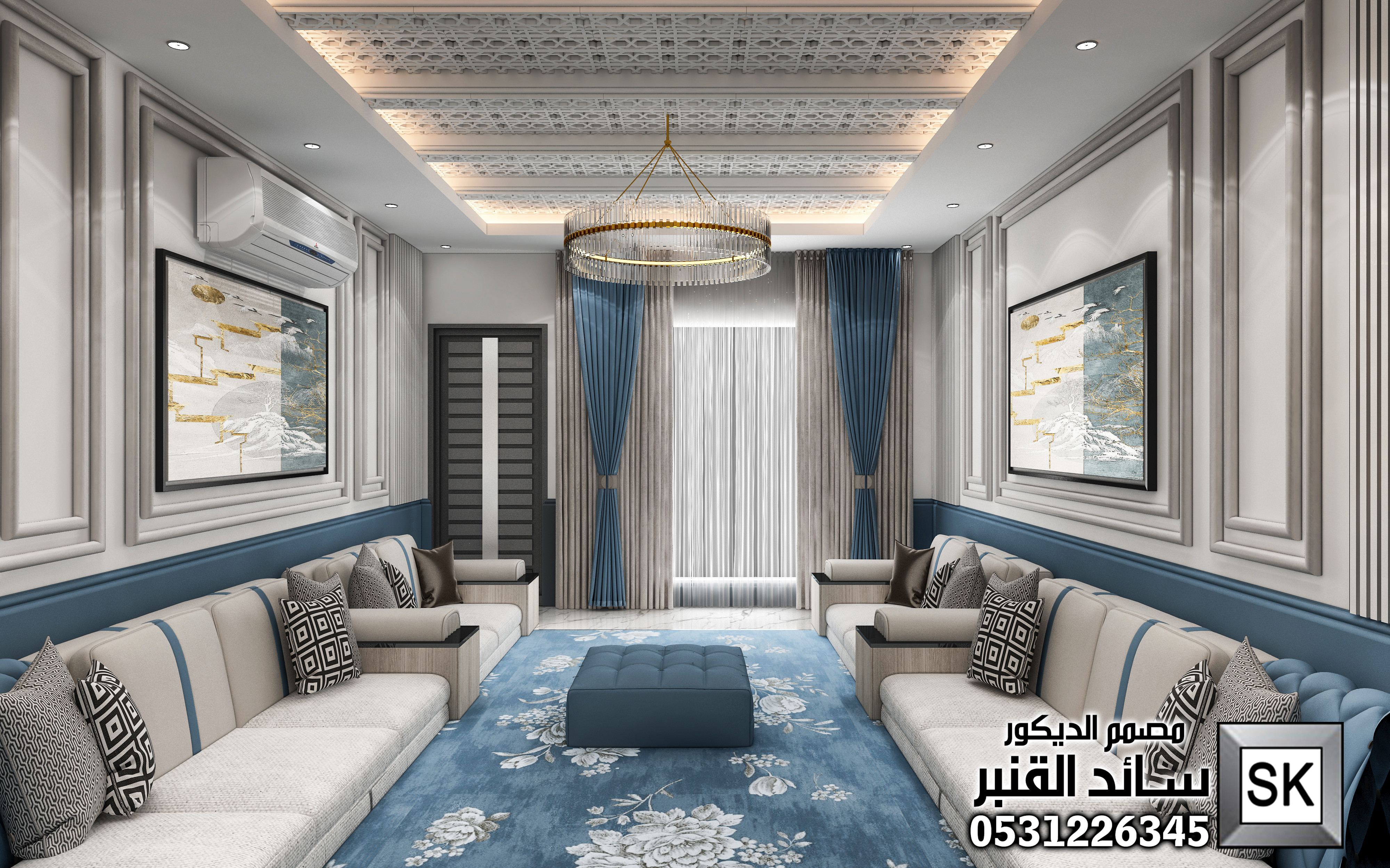 تصميم و تنفيذ ديكور مجالس رجال و مشب فاخر في الرياض