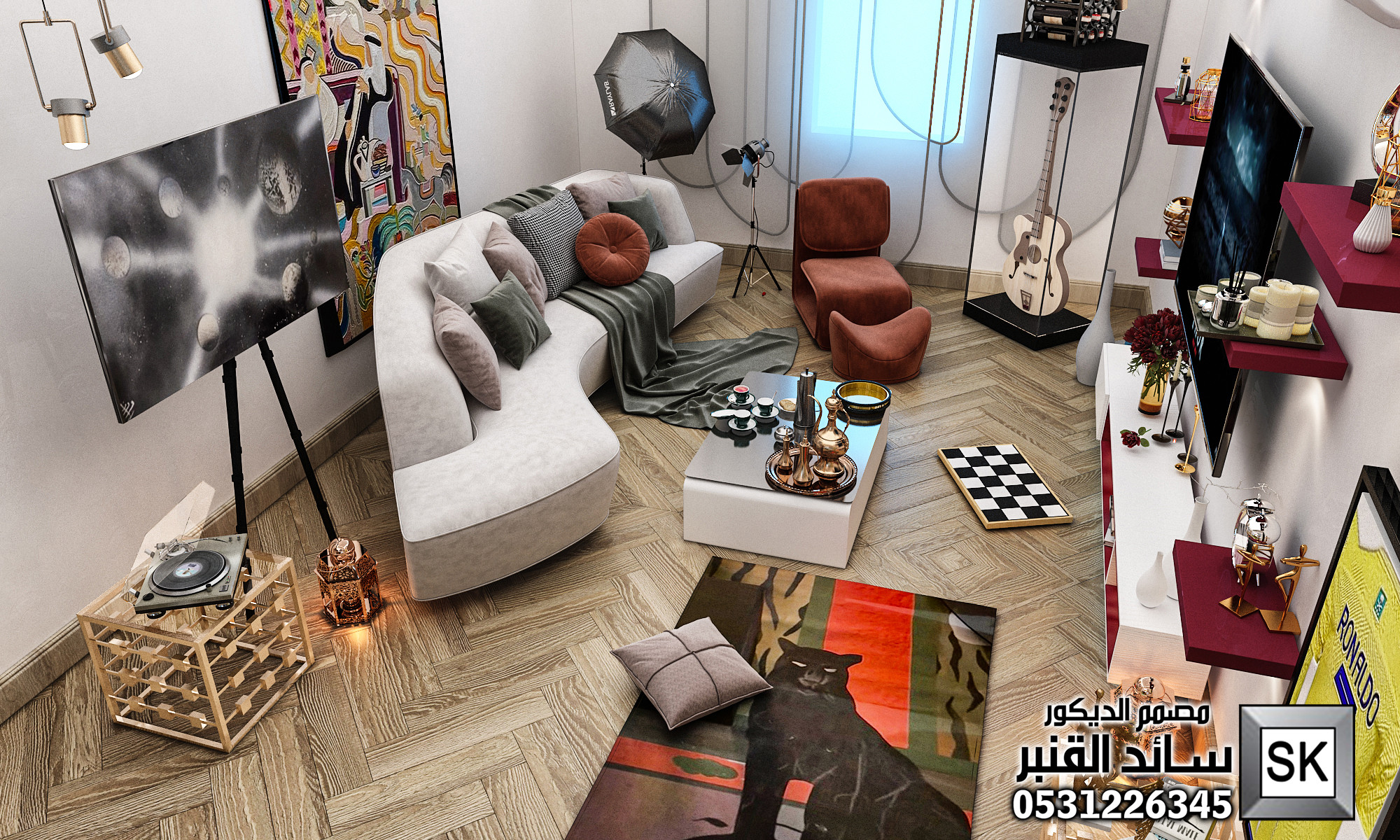 تصميم و تنفيذ صالة انتقائبة فخمة في الرياض