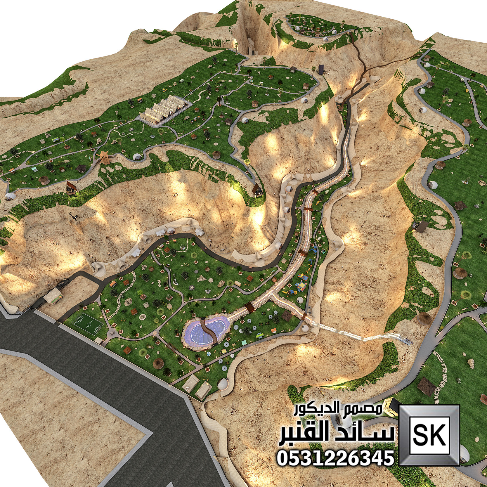 تصميم و تشطيب حدائق و لاندسكيب محميات و مخيمات و منتعجعات في السعودية