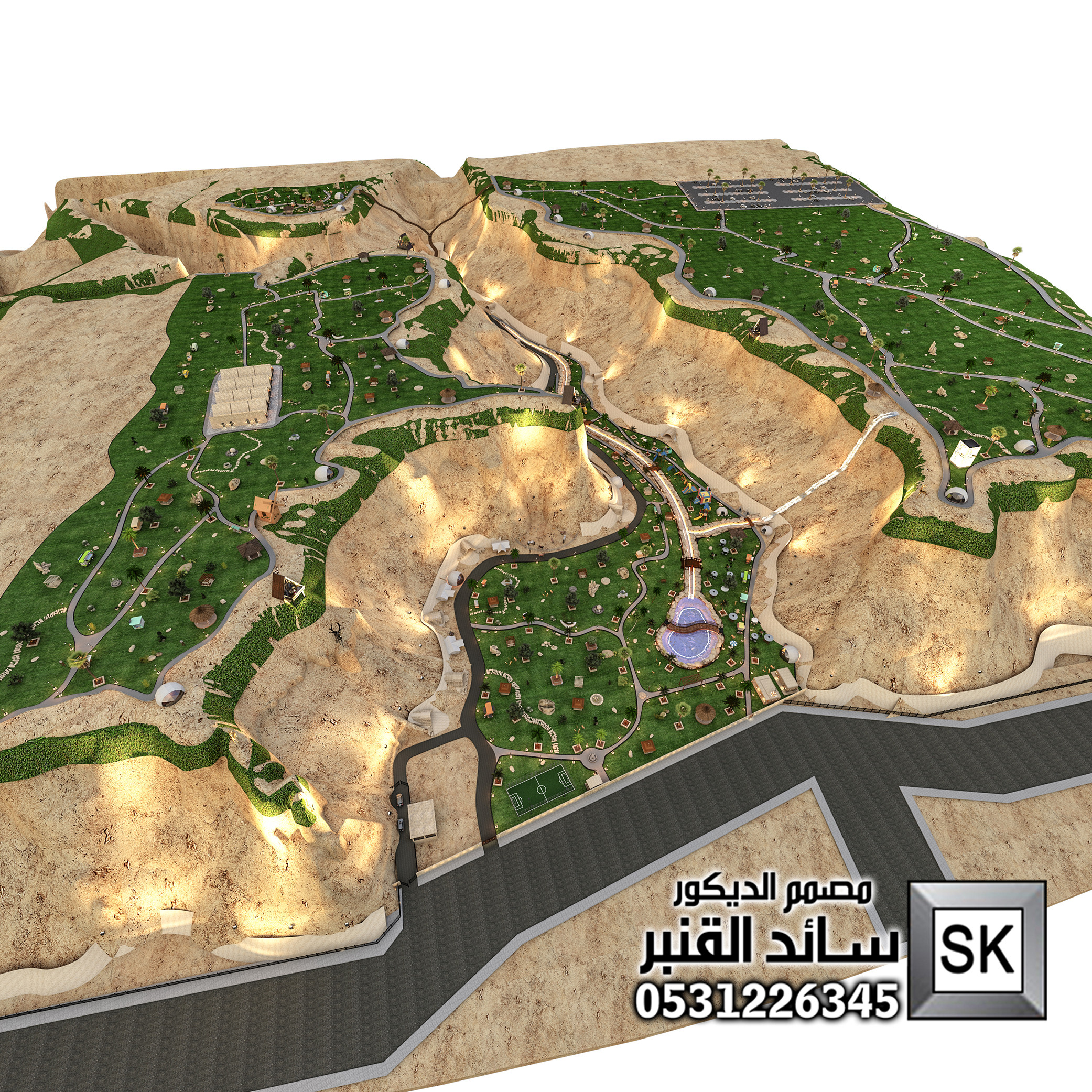تصميم و تشطيب حدائق و لاندسكيب محميات و مخيمات و منتعجعات في السعودية