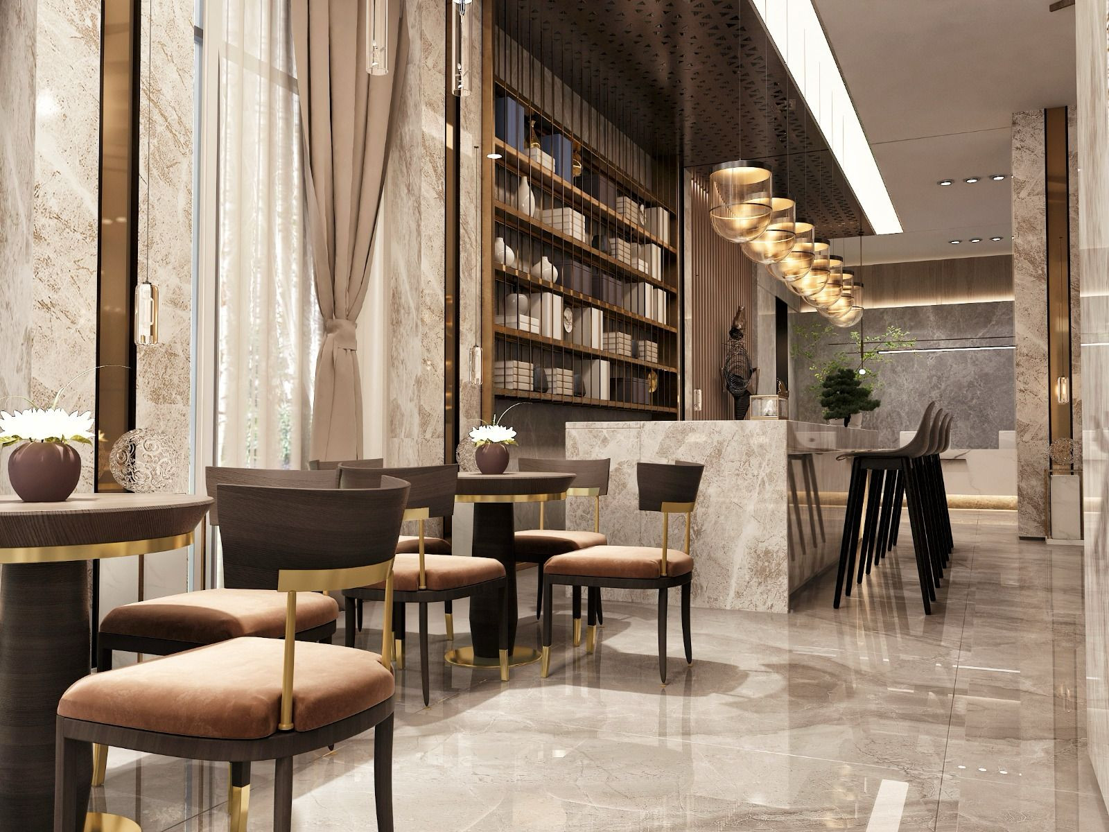 تصميم و تنفيذ لوبي إسقبال فندقي فاخر في السعودية