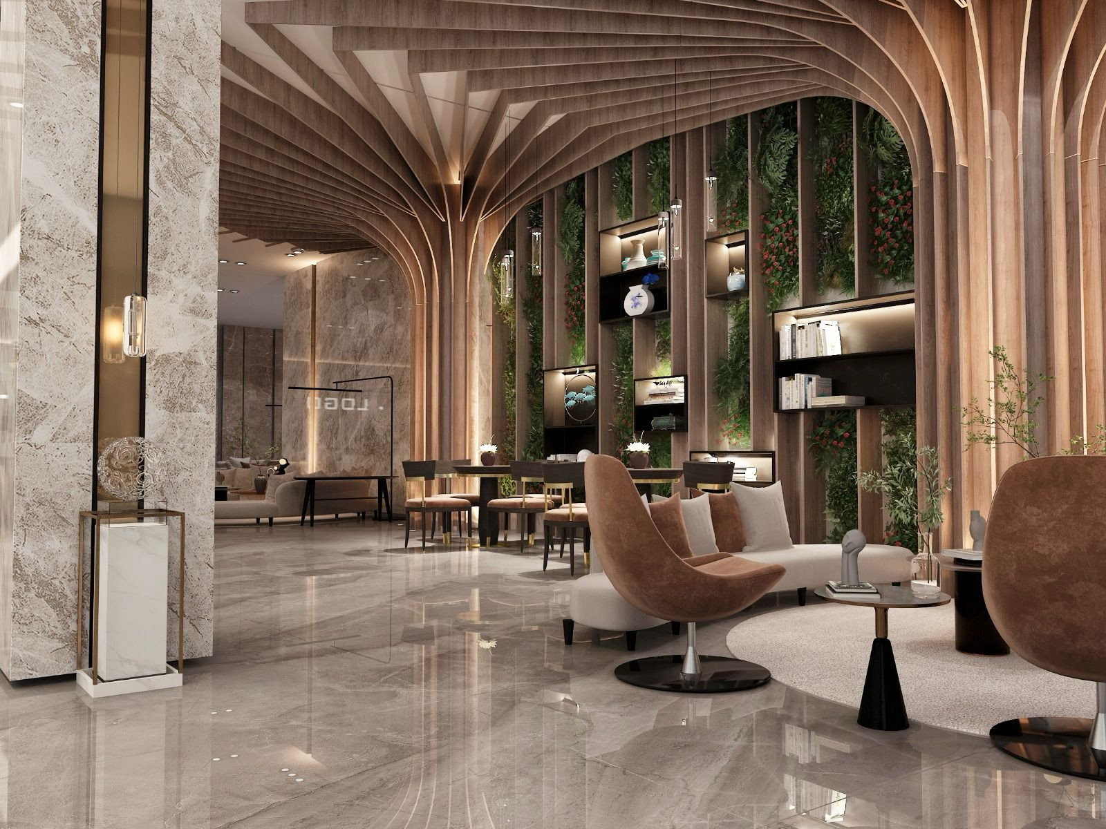 تصميم و تنفيذ لوبي إسقبال فندقي فاخر في السعودية