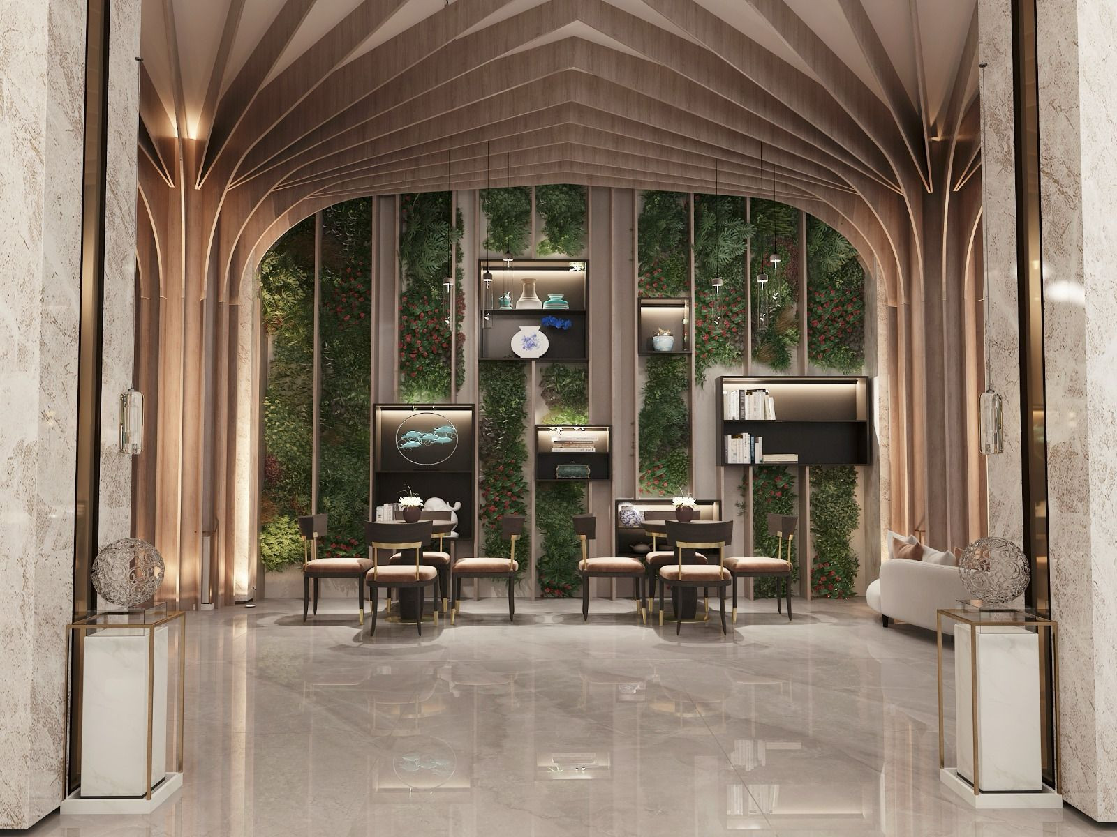 تصميم و تنفيذ لوبي إسقبال فندقي فاخر في السعودية