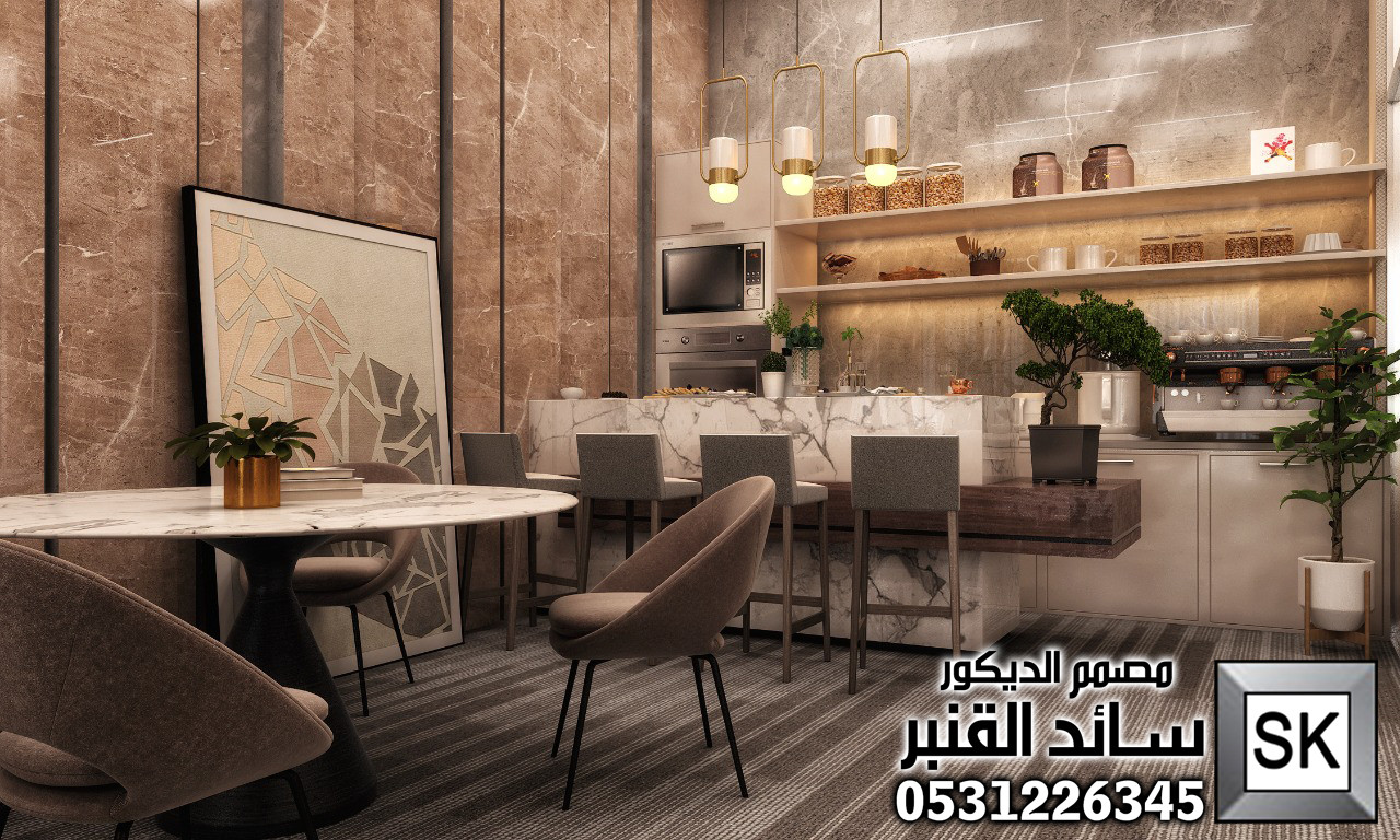 تصميم و تشطيب لوبي إستقبال شقق مخدومة في الرياض