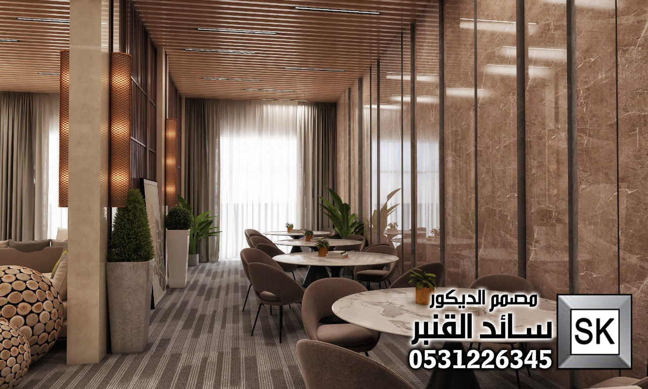 تصميم و تشطيب لوبي إستقبال شقق مخدومة في الرياض