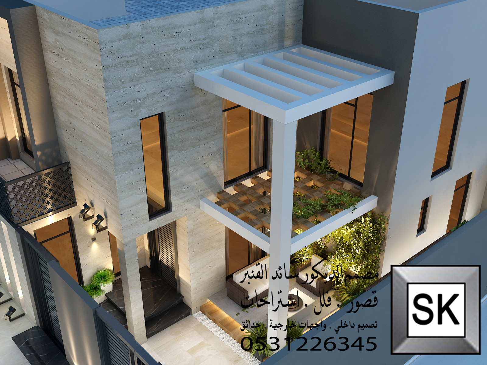 تصميم و تشطيب واجهة فيلا فخمة في القصيم