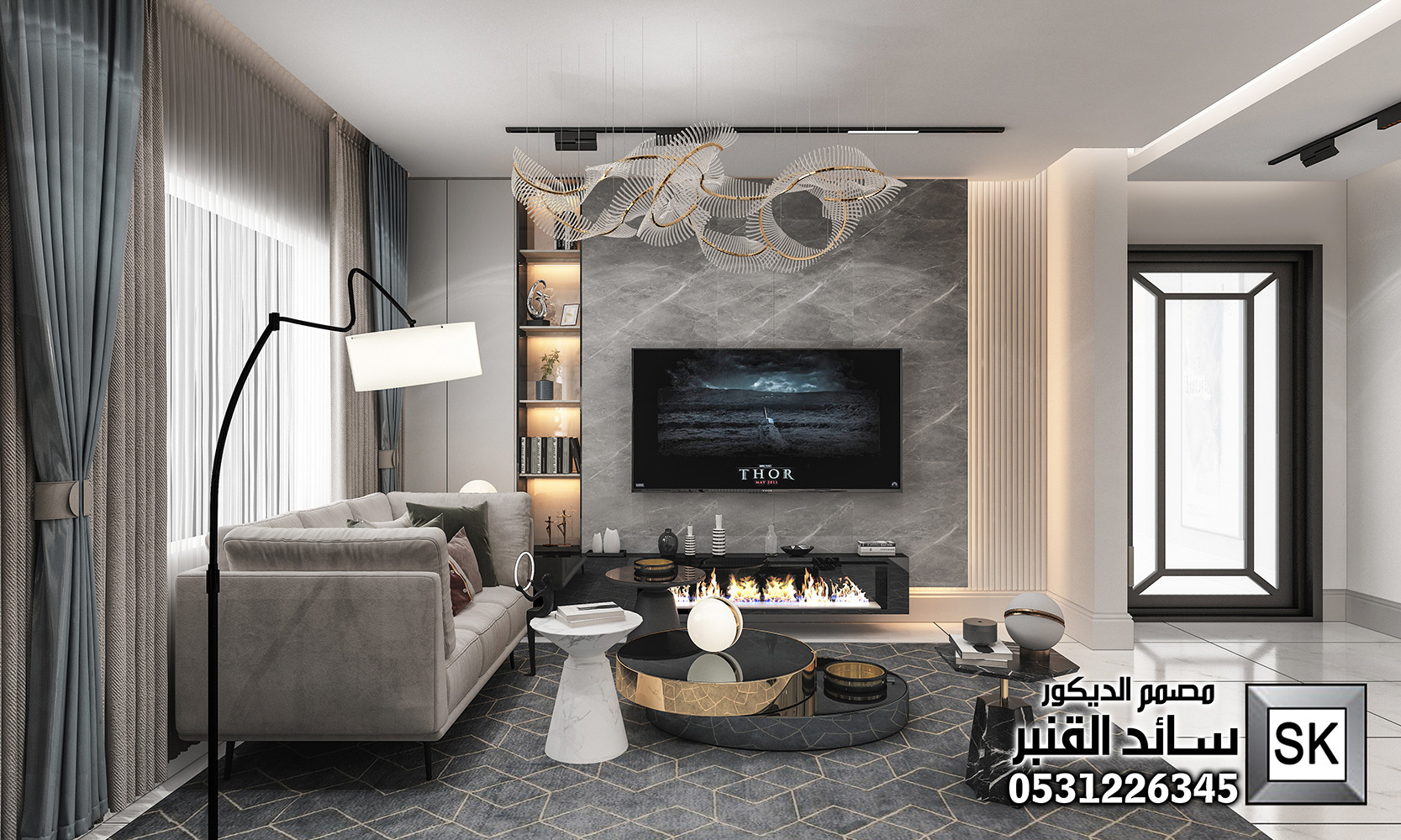 تصميم و تنفيذ ديكور داخلي صالة عائلية فخمة في الرياض