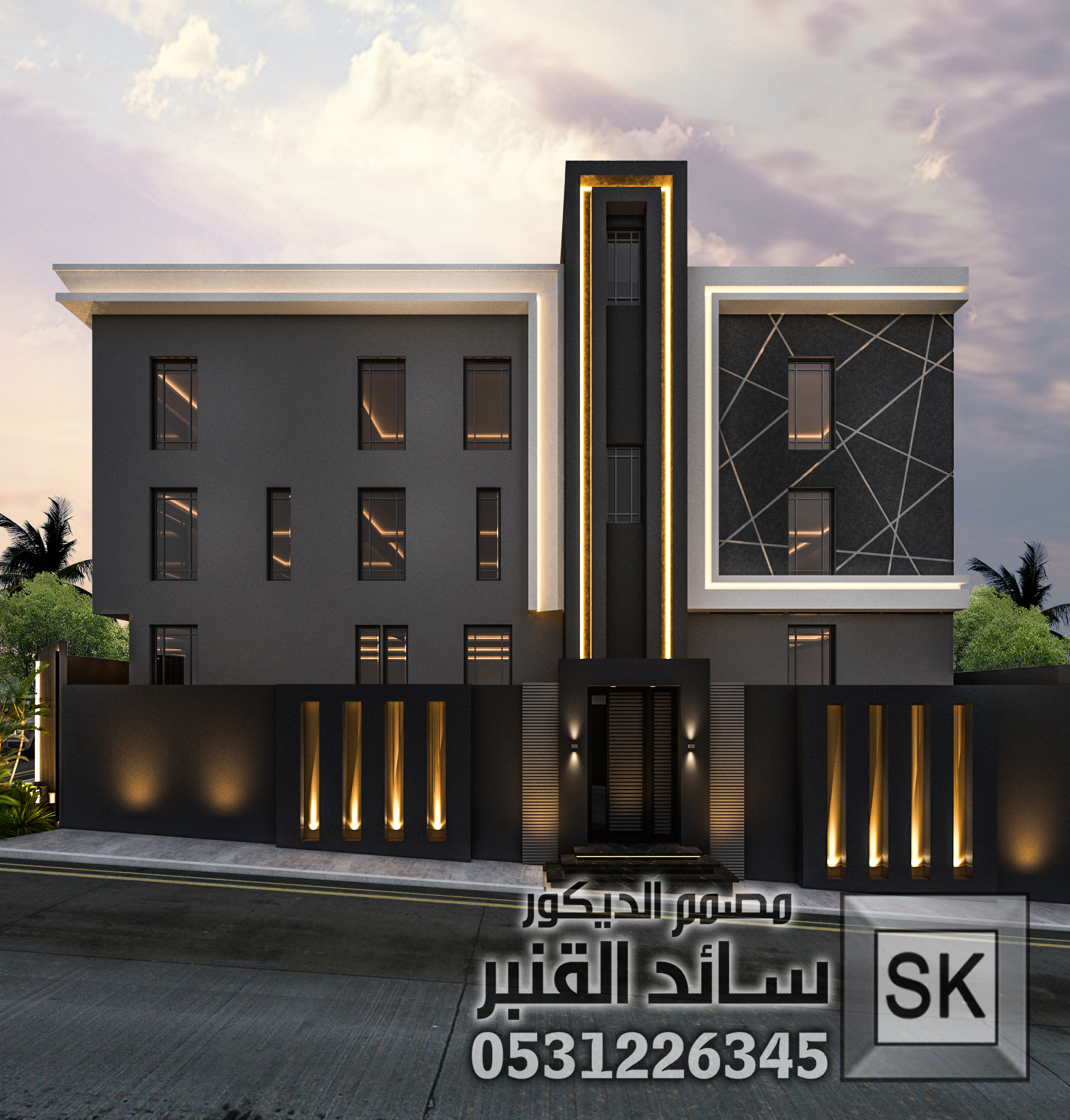 تصميم و تطوير واجهة خارجية فخمة في الطائف