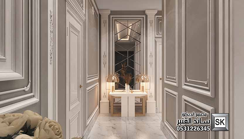 تصميم و تشطيب صالة عائلية على طراز نيوكلاسيك في الرياض