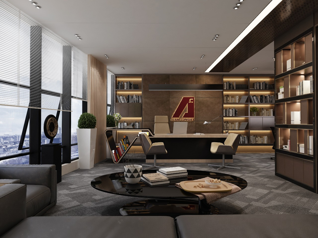 تصميم و تشطيب مكاتب و غرف إجتماعات فندقية فخمة في الرياض