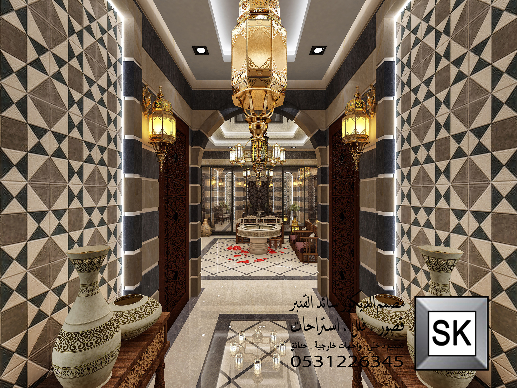 تصميم و تشطيب مجالس دمشقية فخمة في الرياض