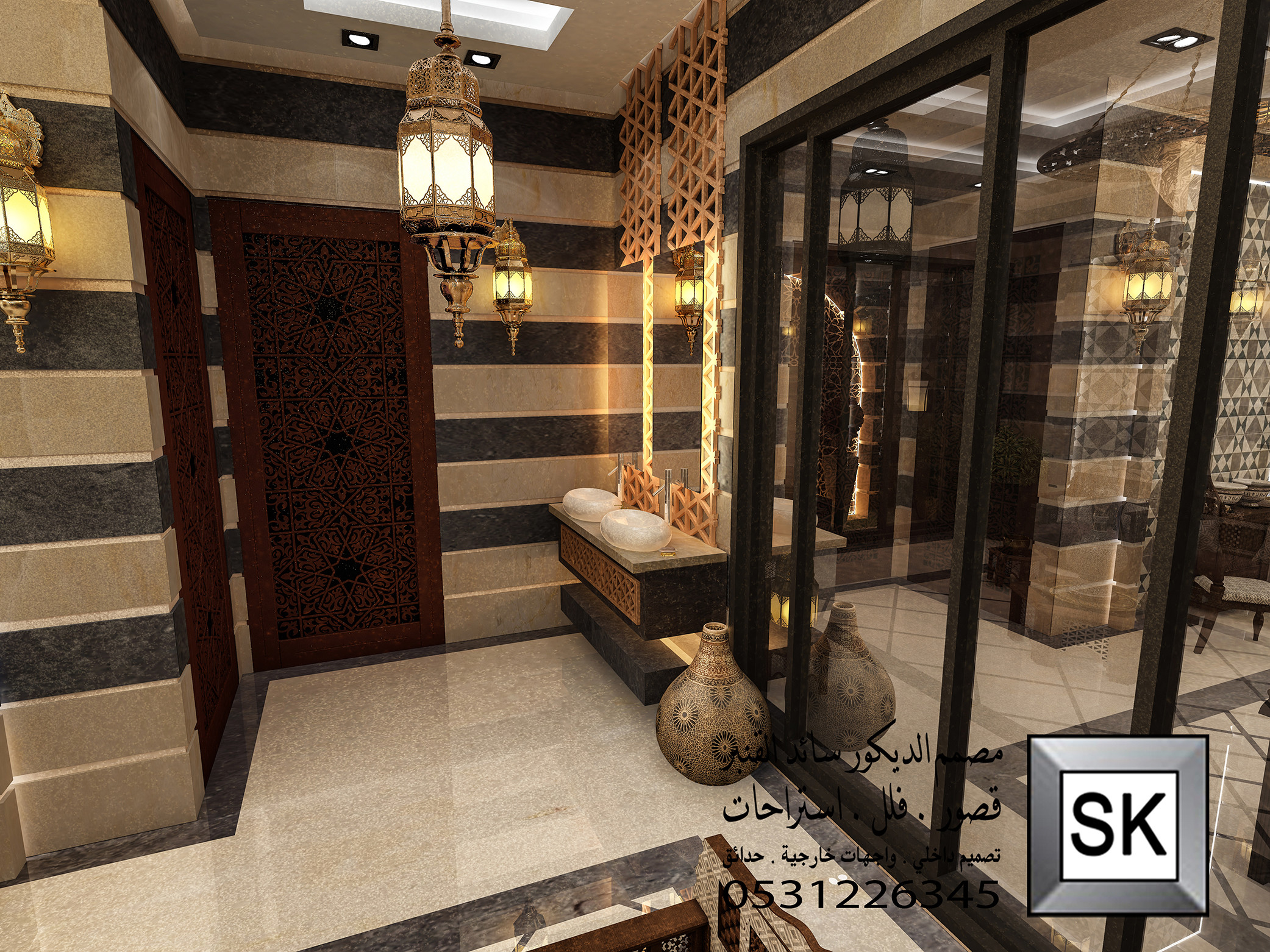 تصميم و تشطيب مجالس دمشقية فخمة في الرياض