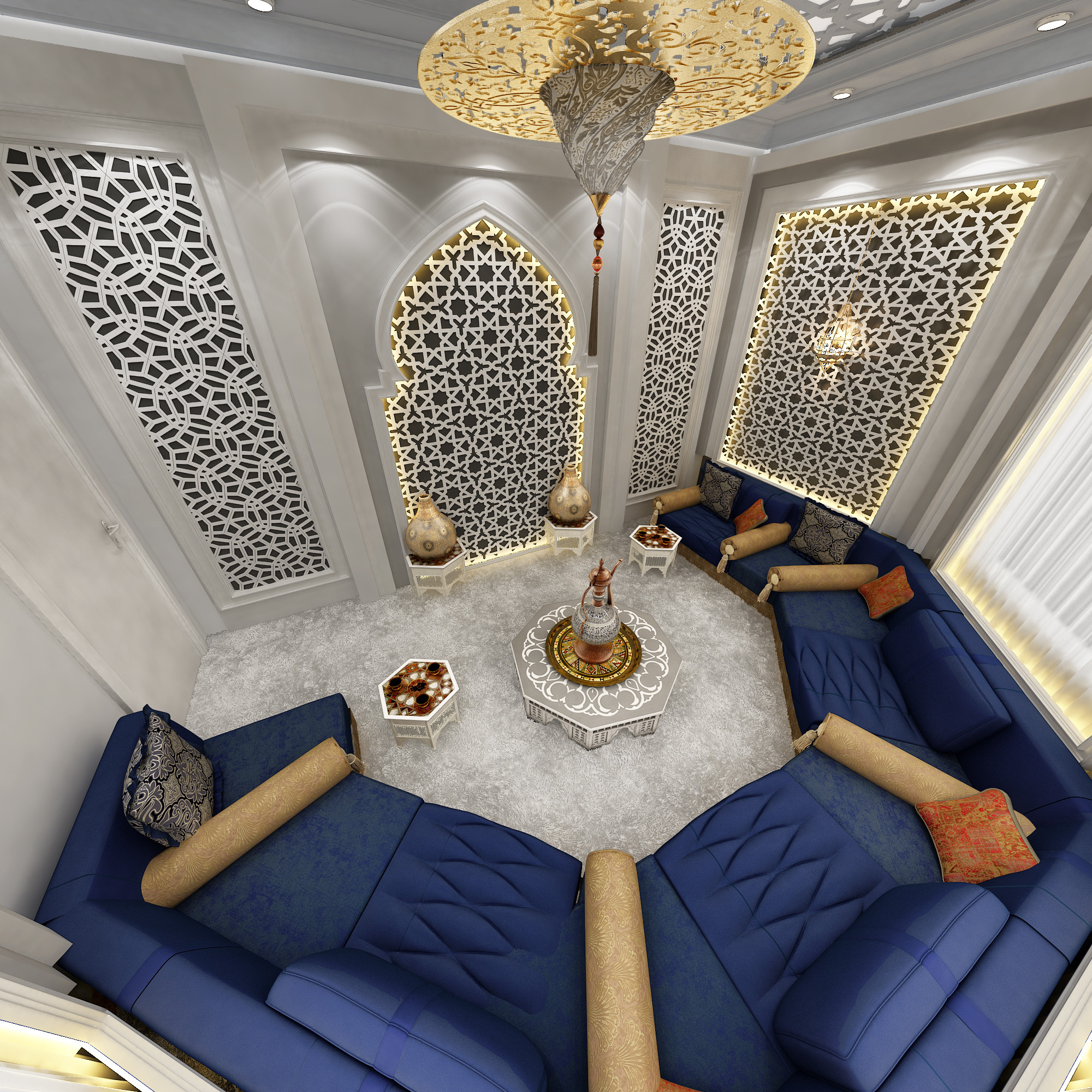 تصميم تشطيب مجالس مغربية و أندلسية فخمة في الرياض